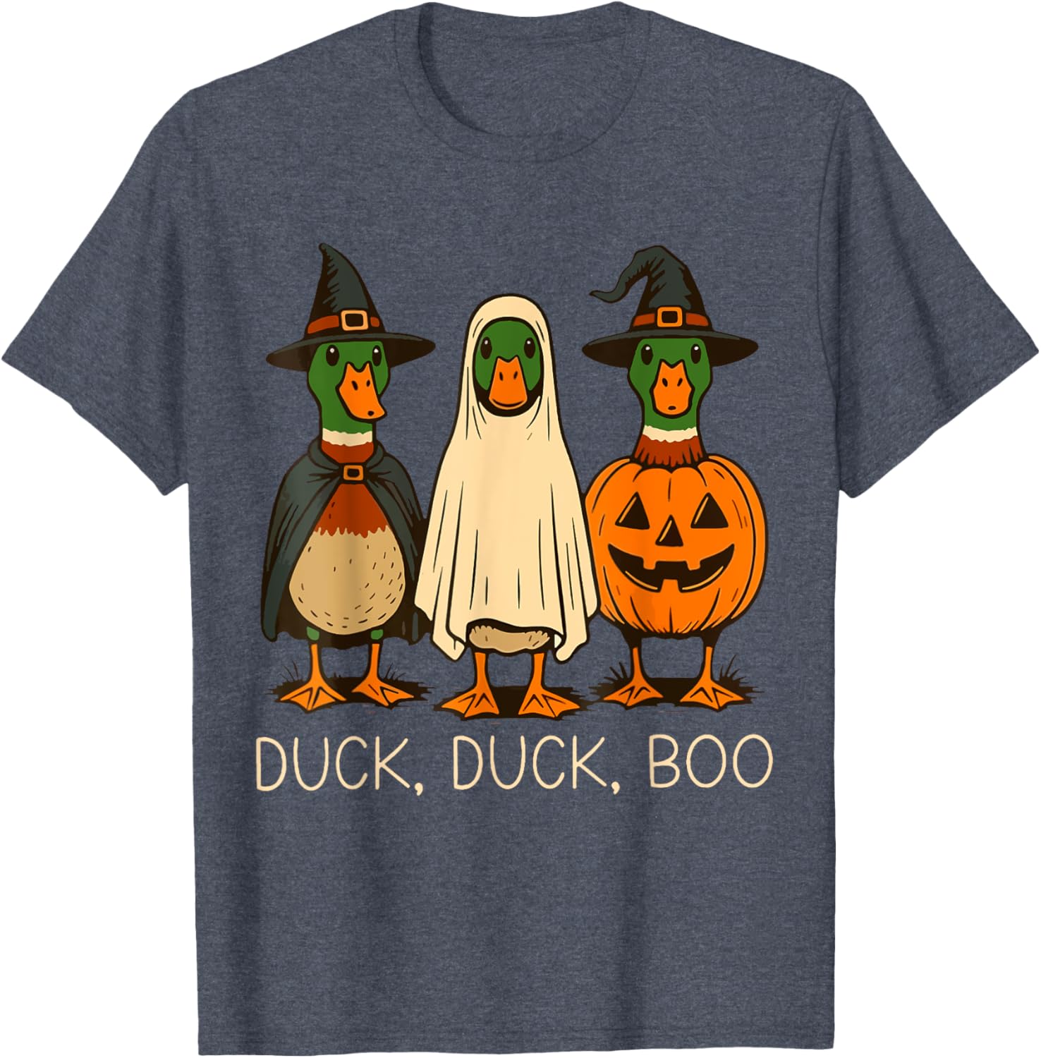 Cute Duck Duck Boo Halloween Pumpkin T-Shirt for Fall Fun - 5
