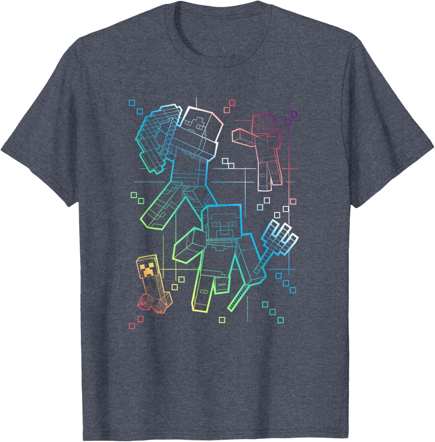 Minecraft Rainbow Collage T-Shirt for Gamers – Fun Group Shot Design - 3