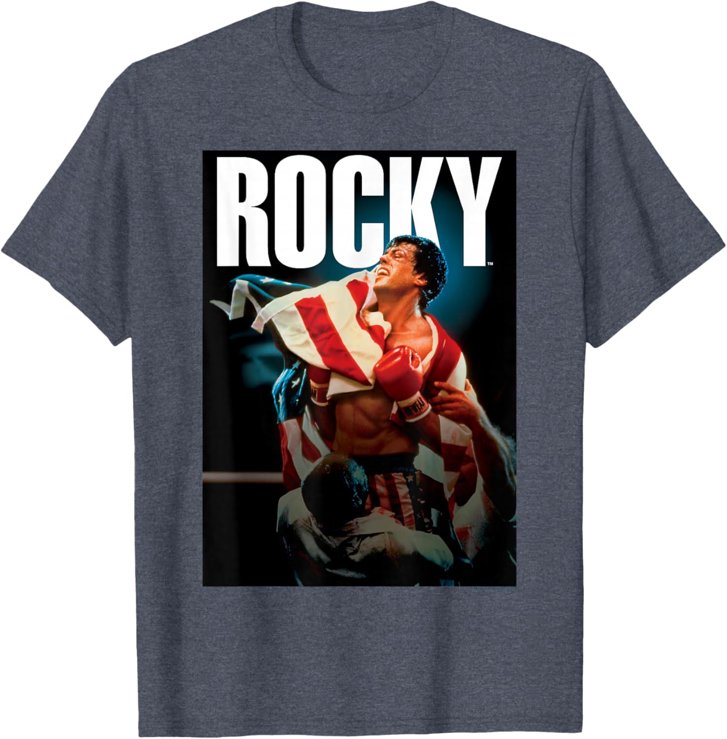 Rocky IV American Flag Portrait T-Shirt for Fans of Classic Movies - 14