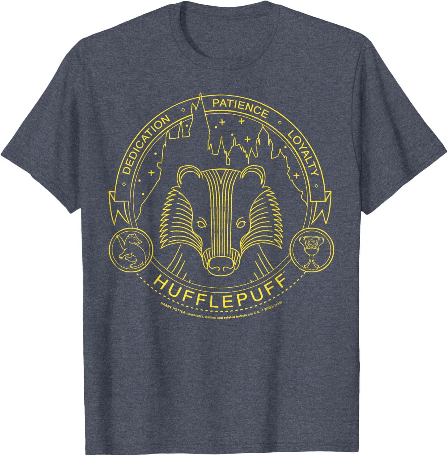 Harry Potter Hufflepuff Symbol Line Art T-Shirt for Fans and Collectors - 14