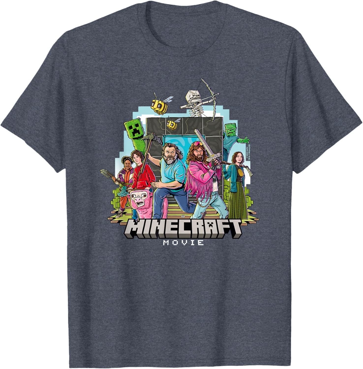 Minecraft Movie Character Group Shot T-Shirt in Cartoon Style - 8