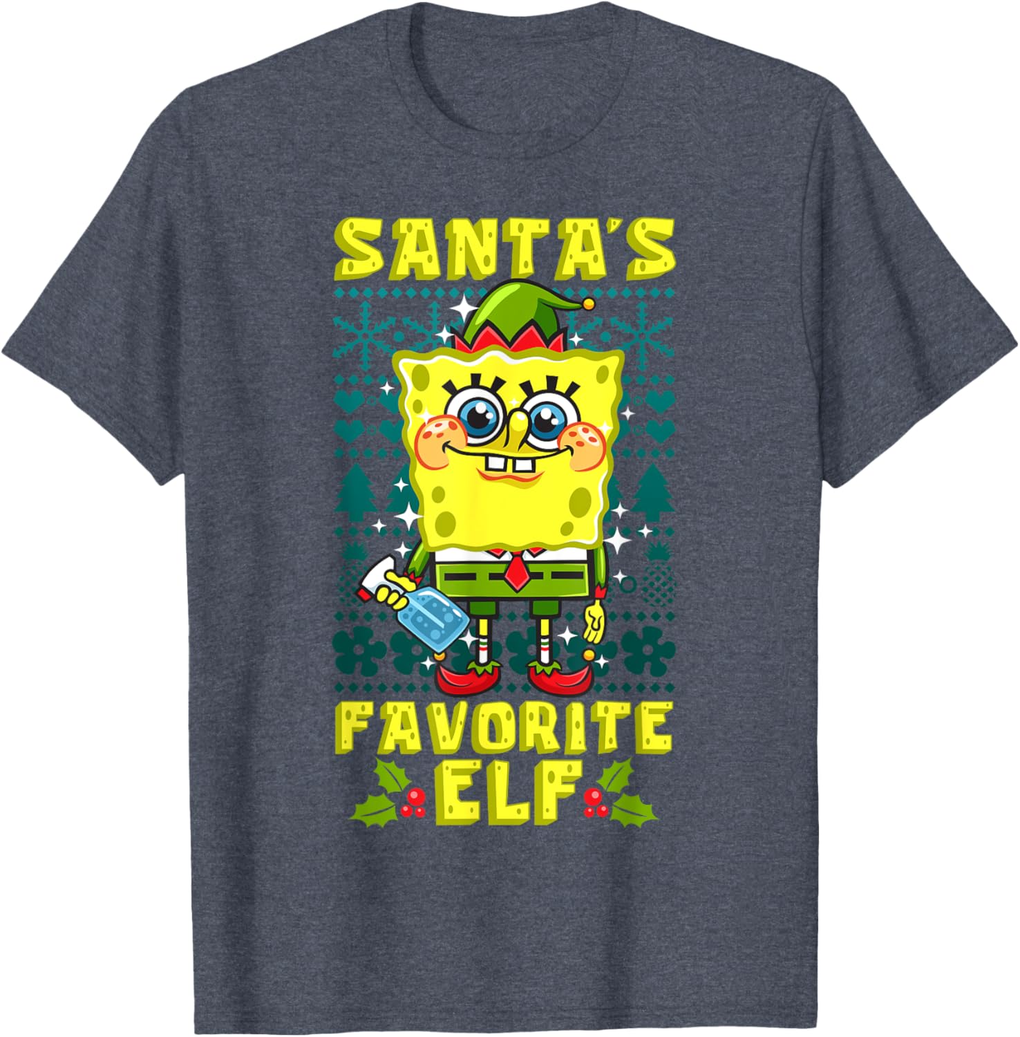 Mademark SpongeBob SquarePants Xmas Elf Matching T-Shirt for Holiday Cheer - 4