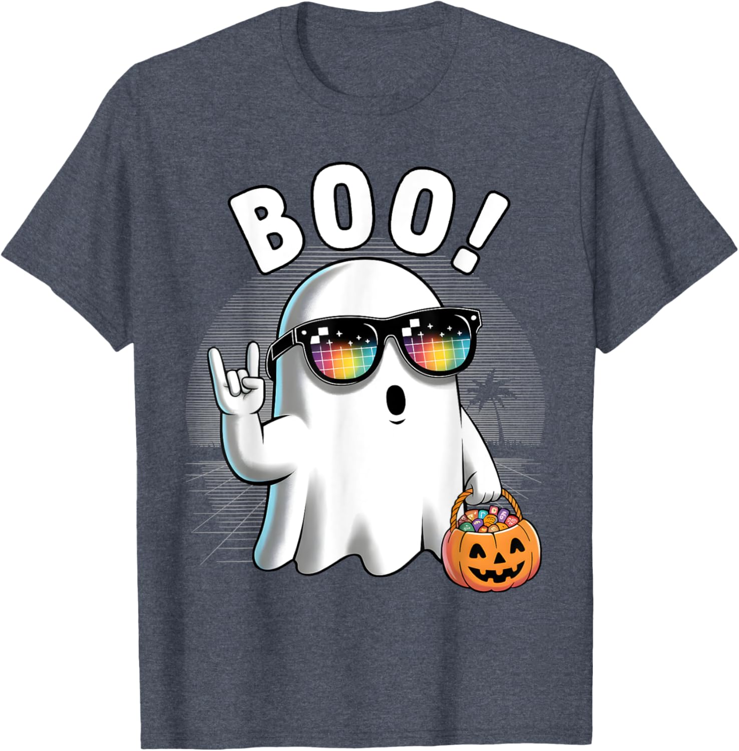 Rock Ghost Retro Halloween Pumpkin T-Shirt for Fun Spooky Style - 27