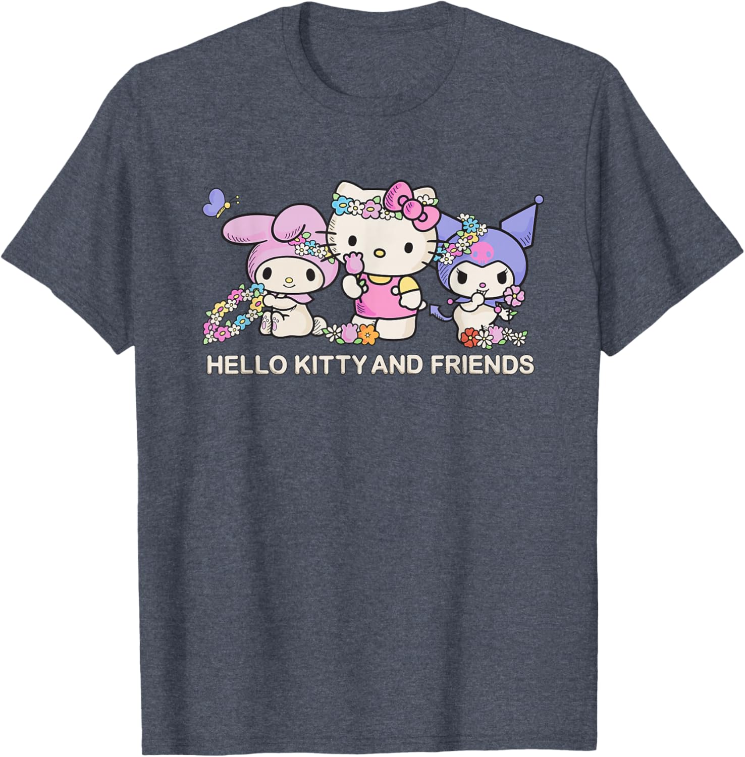 Hello Kitty and Friends Flower Crowns T-Shirt in Black for Kids Small - 15