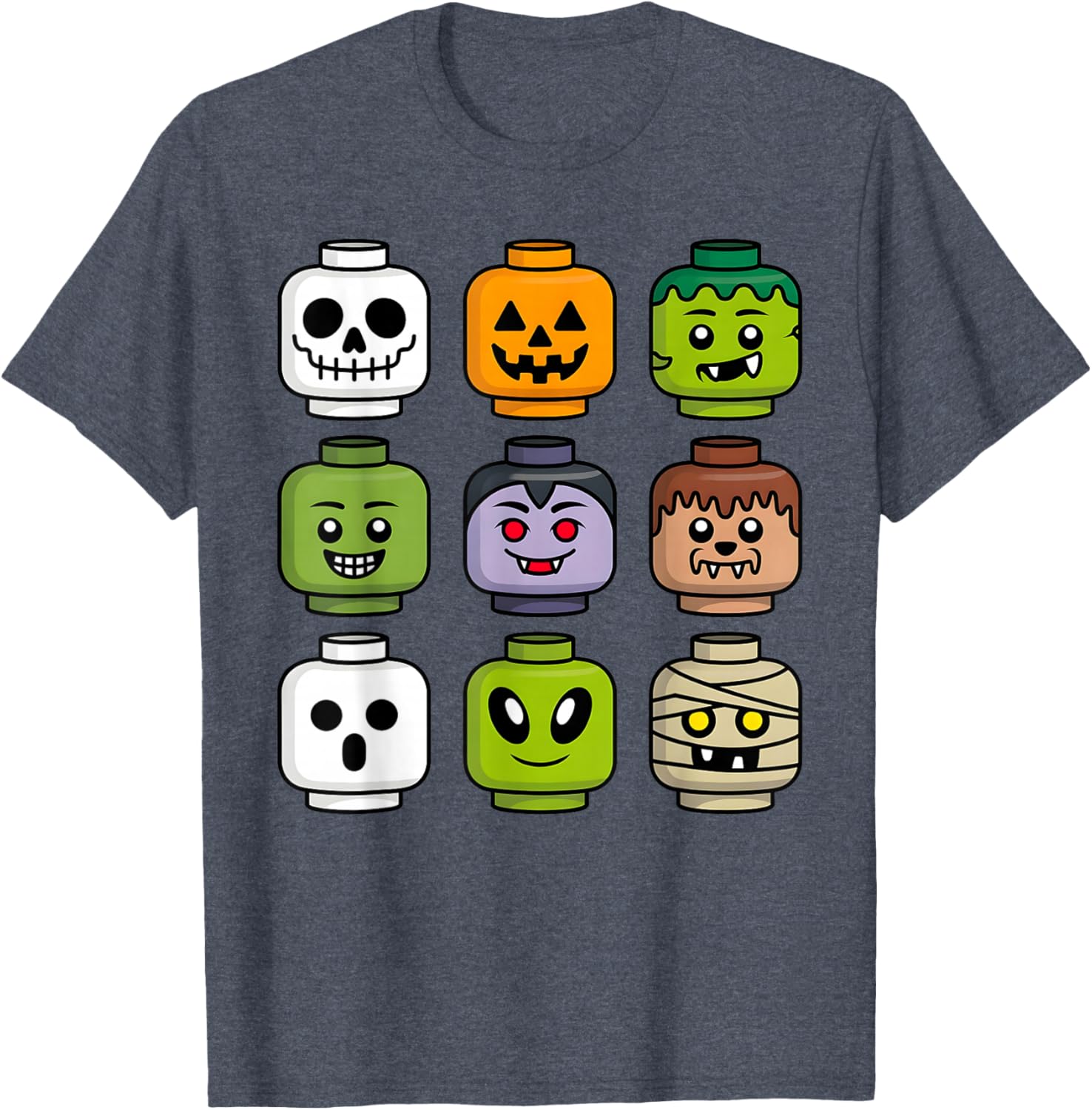 Halloween Building Brick T-Shirt for Boys with Pumpkin Ghost and Zombie Design - 4