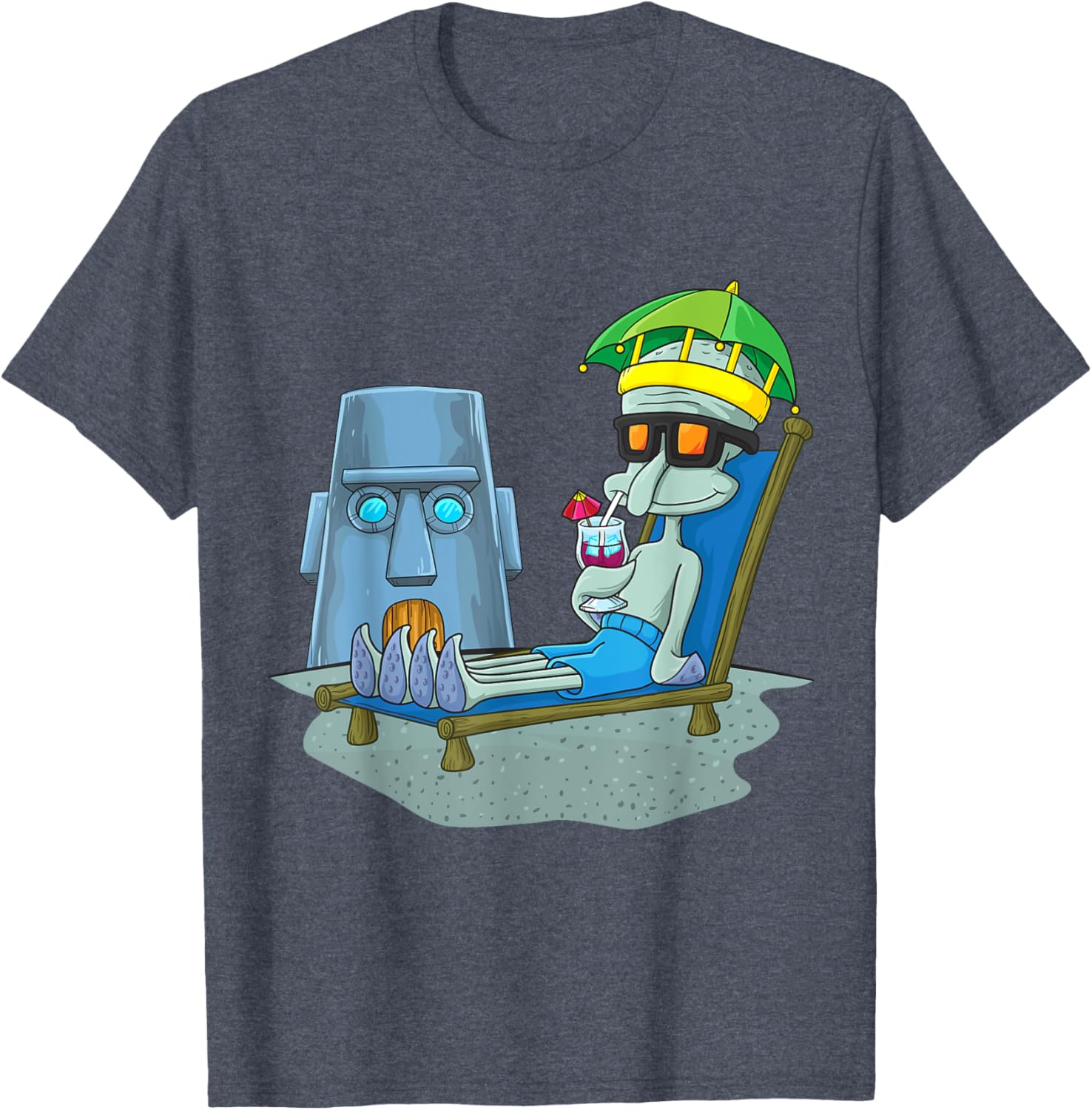 Mademark x SpongeBob SquarePants Squidward Sunbathing T-Shirt for Fans - 4