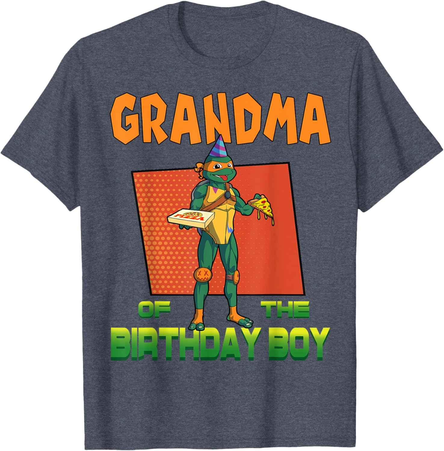 Mademark TMNT Mikey Grandma Birthday Boy Pizza Party T-Shirt for Kids - 18