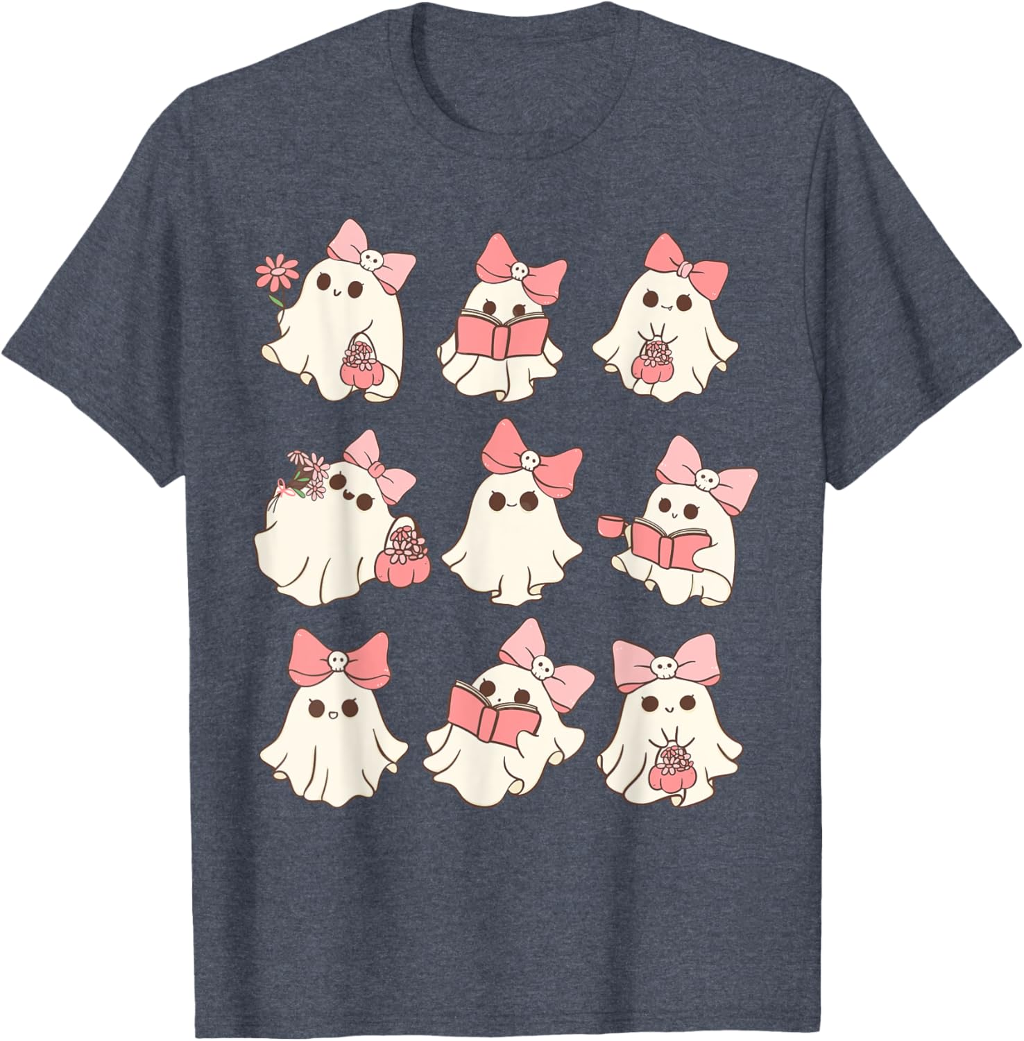 Pink Coquette Bow Ghost T-Shirt for Cute Halloween Spooky Season Fun - 10
