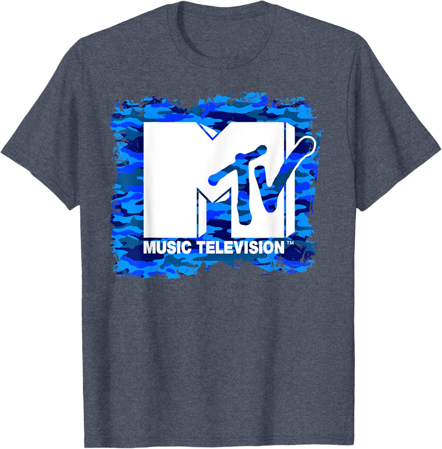 Mademark x MTV Fun Blue Camo Logo T-Shirt for Trendy Style - 9