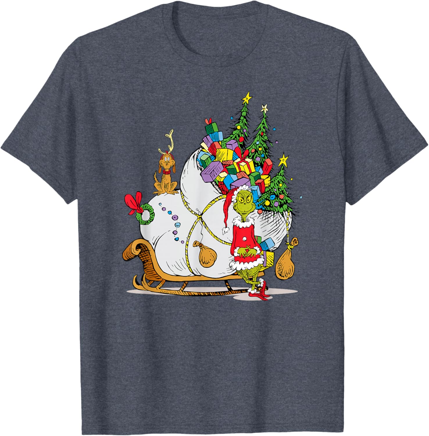 Dr. Seuss Grinch Sleigh T-Shirt - Fun Christmas Apparel for Everyone - 10