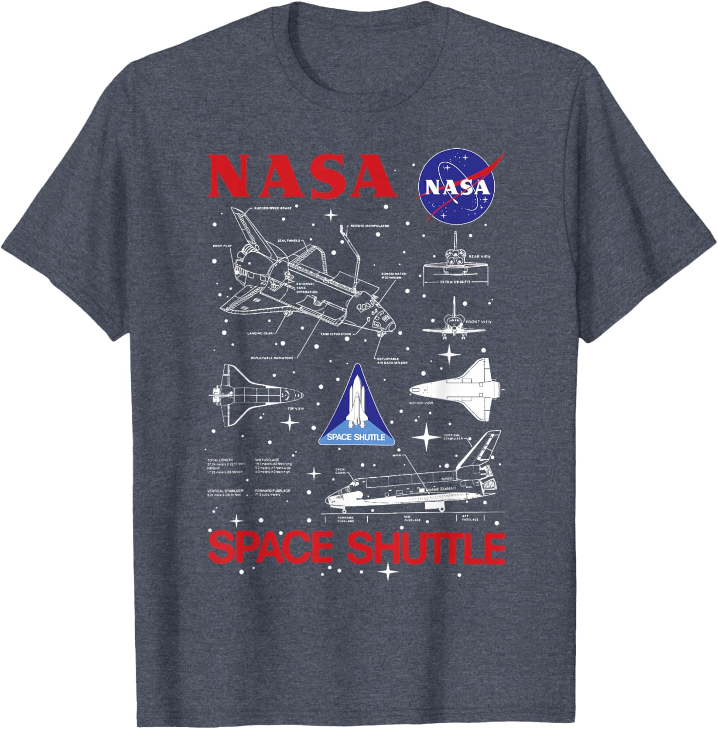NASA Space Shuttle Blueprint T-Shirt for Space Enthusiasts and Fans - 13