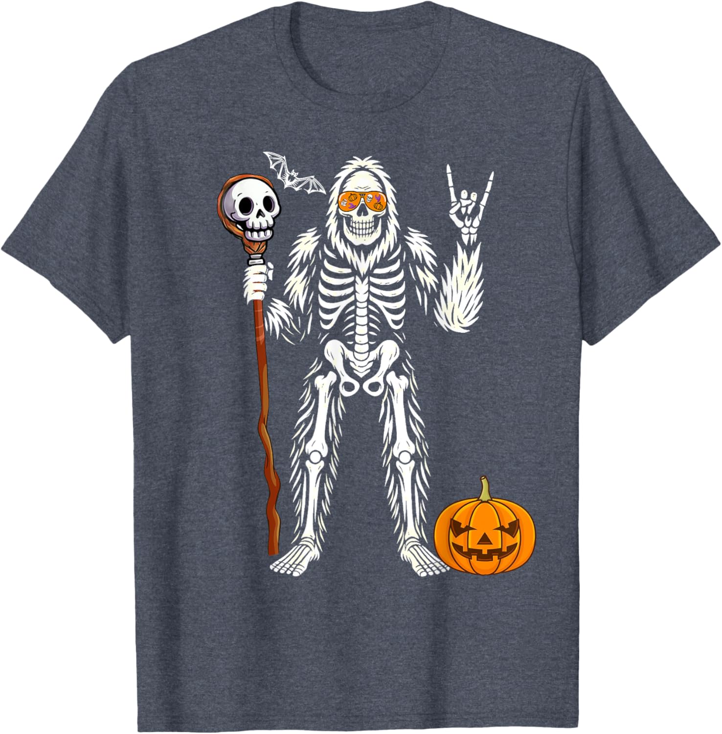 Halloween Skeleton Bigfoot Pumpkin Skull T-Shirt for Men and Boys - 18