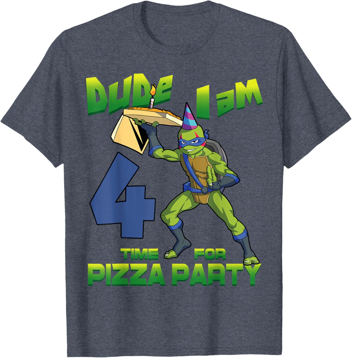 TMNT Leo Pizza Birthday Party T-Shirt for 4 Year Olds - Fun Design - 10