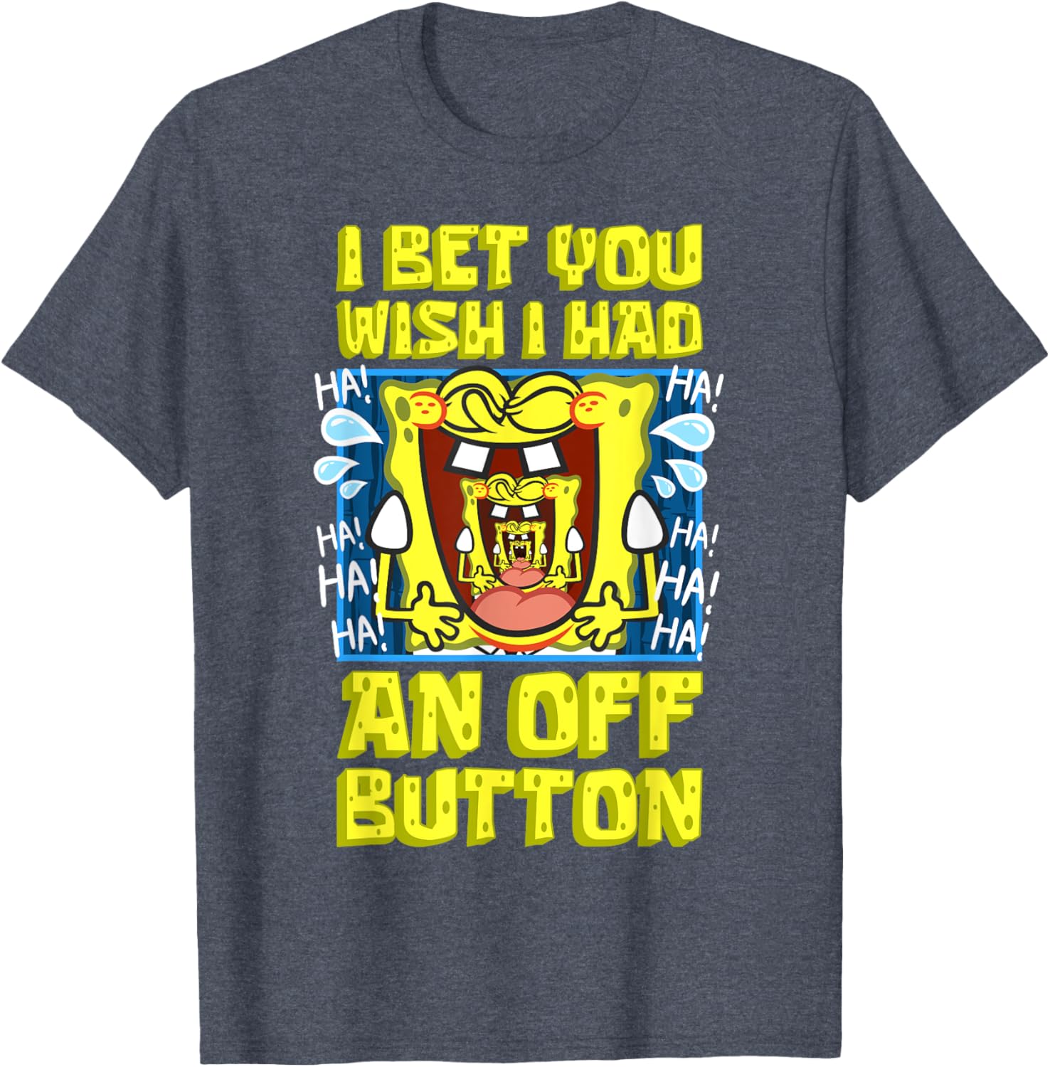 Funny SpongeBob Laughing T-Shirt with OFF Button Design for Fans - 10
