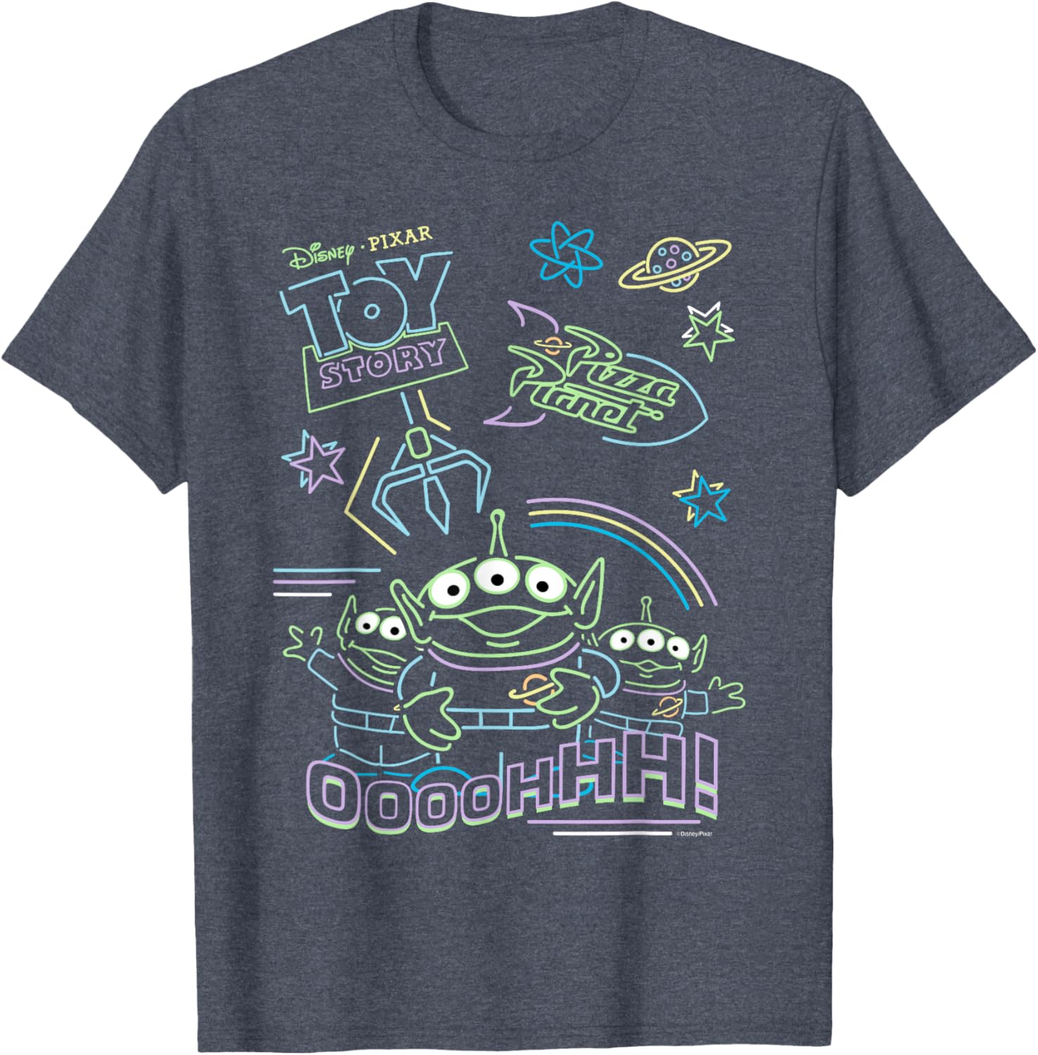 Toy Story Pizza Planet Aliens Neon T-Shirt for Kids and Adults - 6