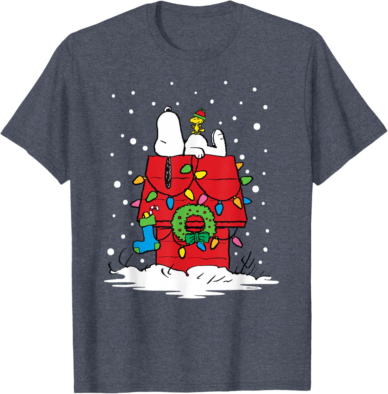 Peanuts Snoopy Woodstock Holiday Stocking T-Shirt for Festive Fun - 10
