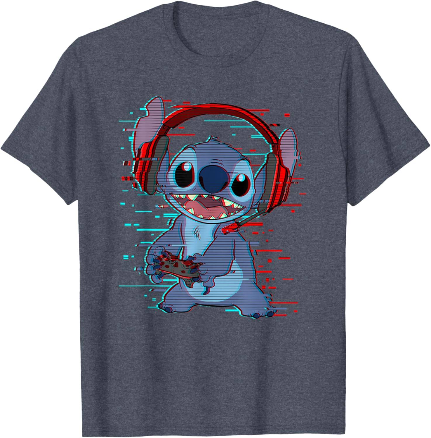 Disney Lilo and Stitch Gamer Glitch Headset and Controller T-Shirt - 4
