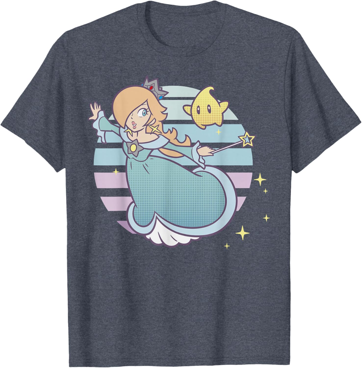 Super Mario Rosalina and Luma Striped Background T-Shirt for Fans - 2