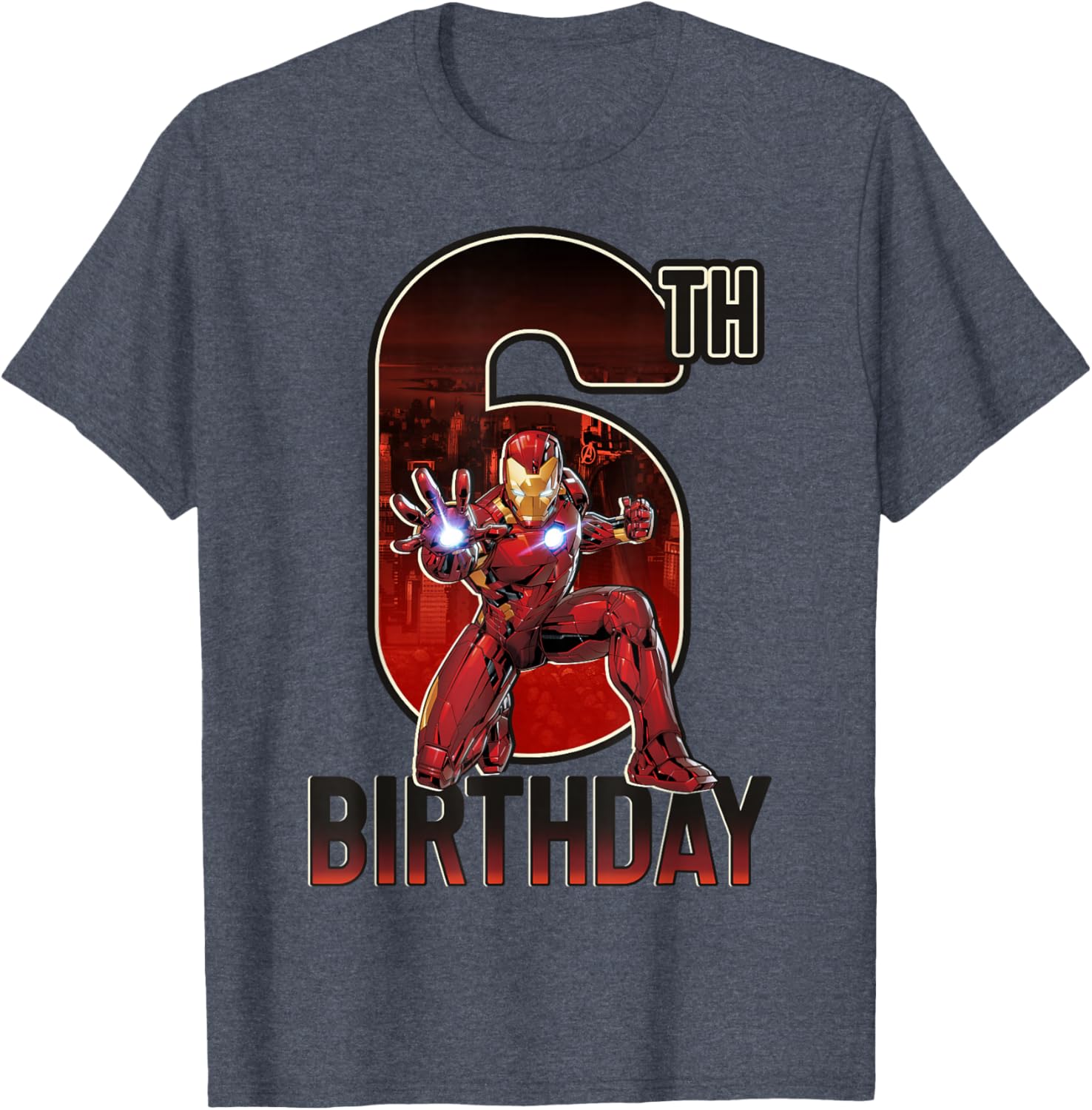 Marvel Iron Man 6th Birthday Graphic T-Shirt for Kids Action Pose - 1