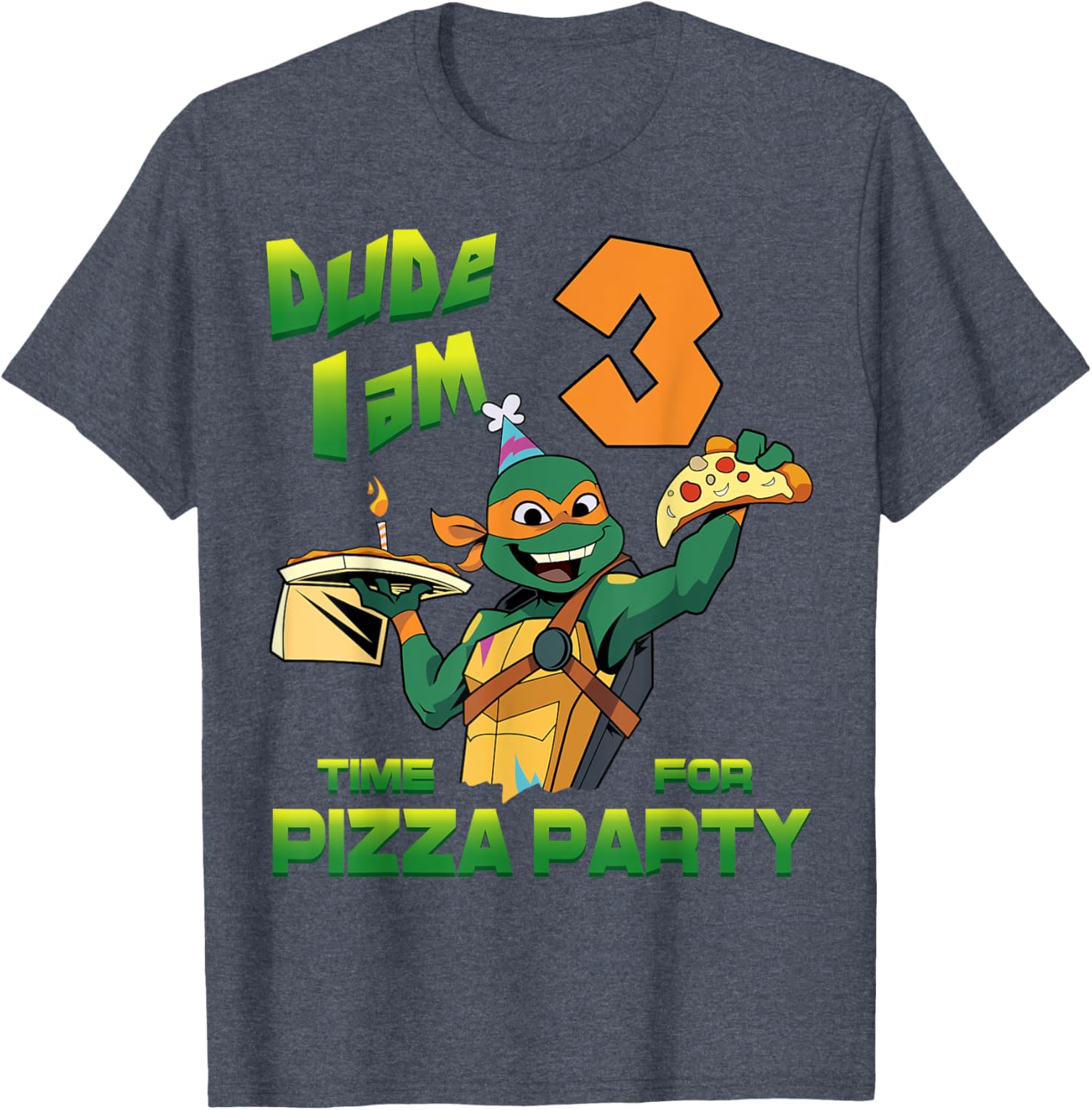 Mademark Teenage Mutant Ninja Turtles Mikey 3rd Birthday Pizza T-Shirt - 8