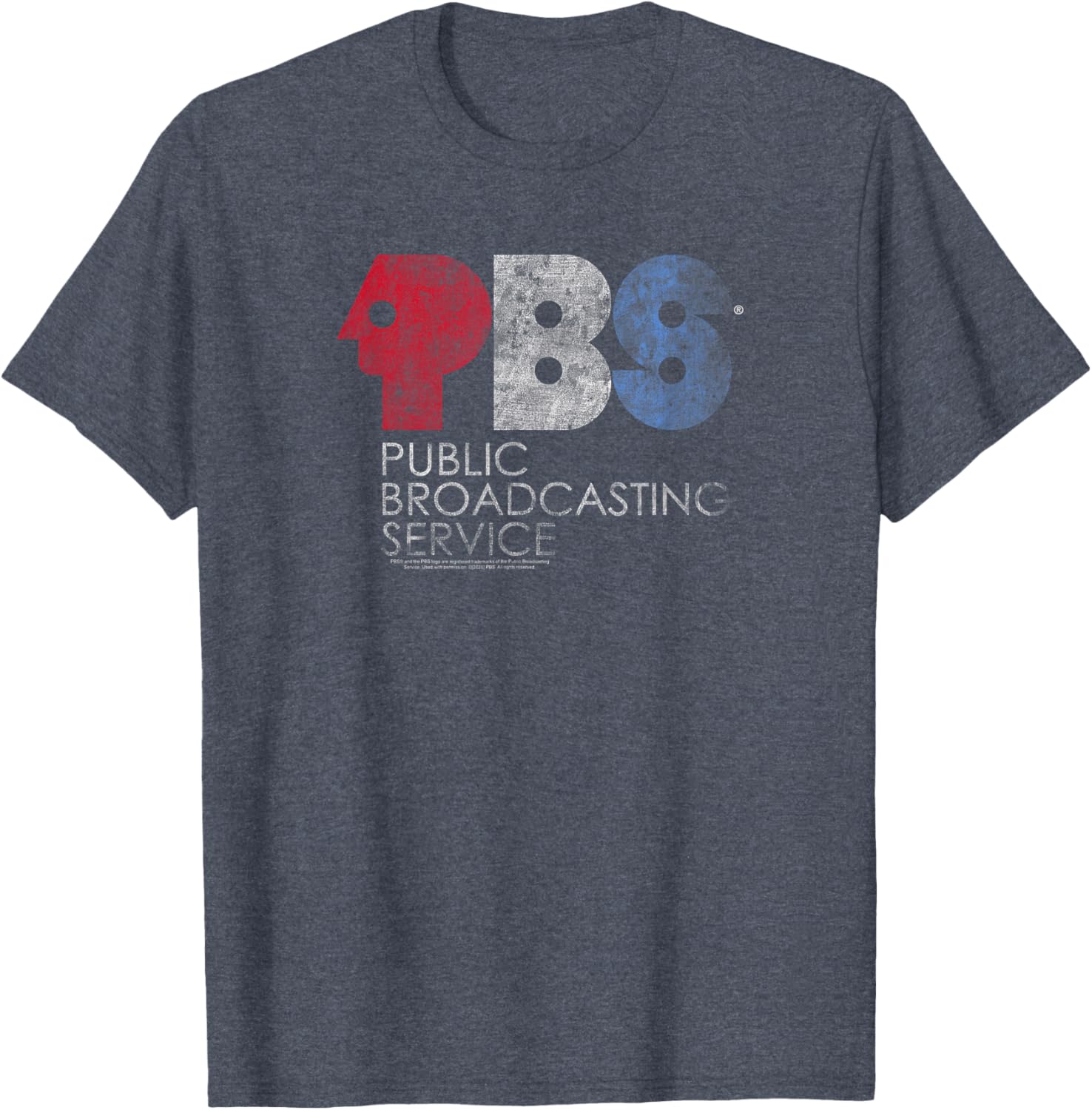 Vintage PBS Distressed Red White and Blue Logo T-Shirt for Casual Style - 1