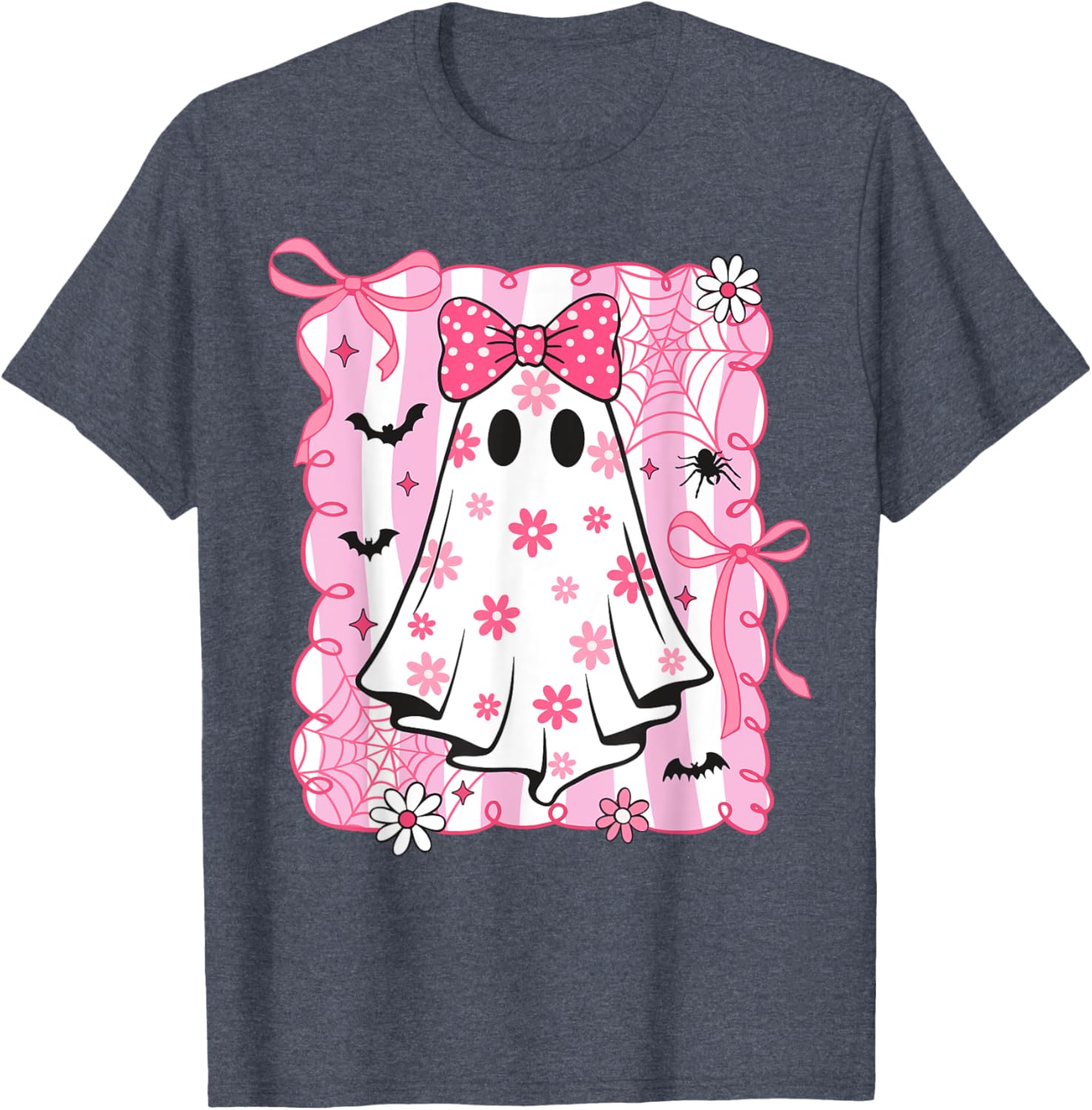 Spooky Vibes Pink Ghost T-Shirt for Women and Kids - Perfect Halloween Style - 27