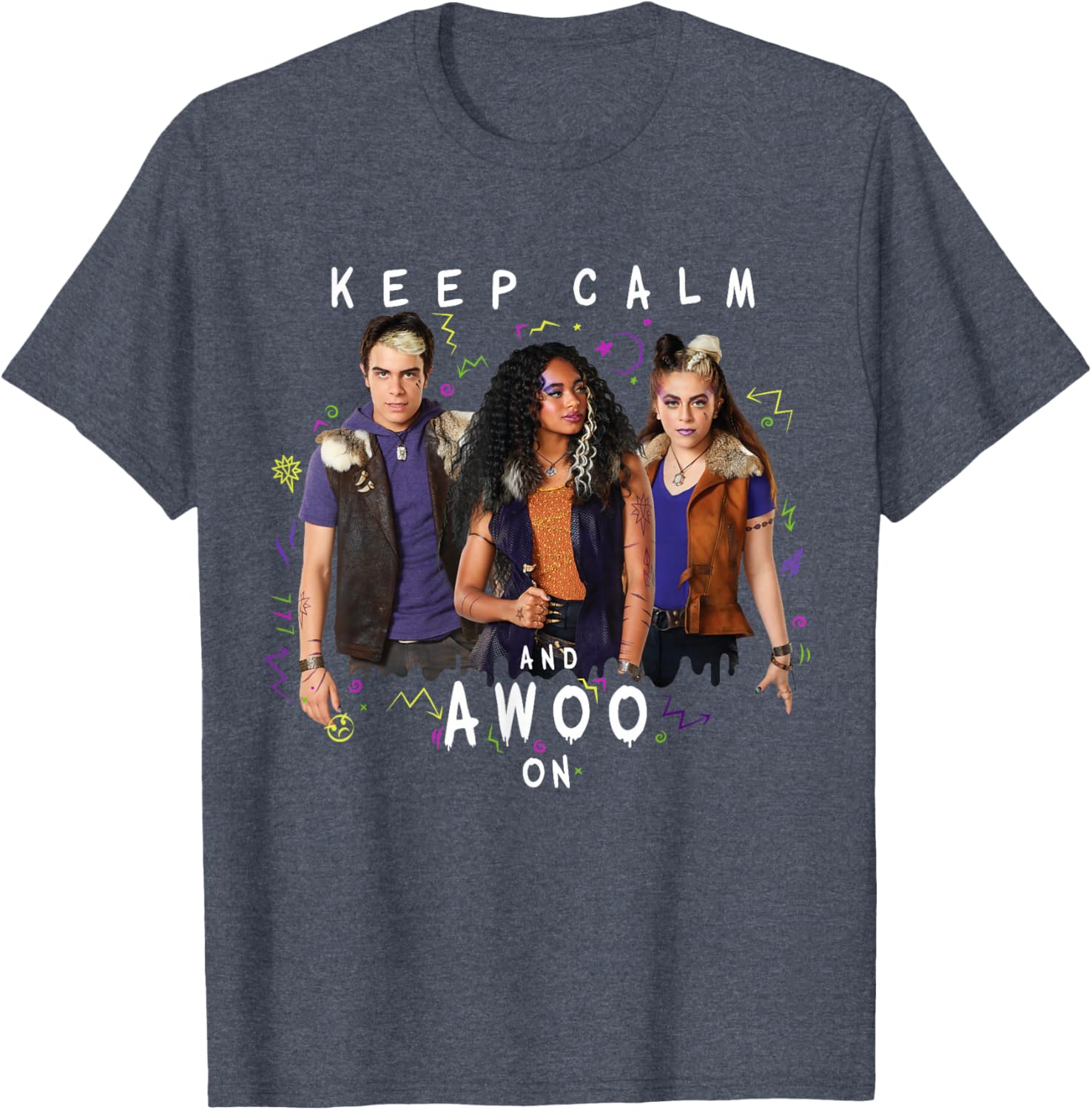 Disney Channel Zombies 2 Keep Calm and Awoo On Fun T-Shirt for Fans - 8