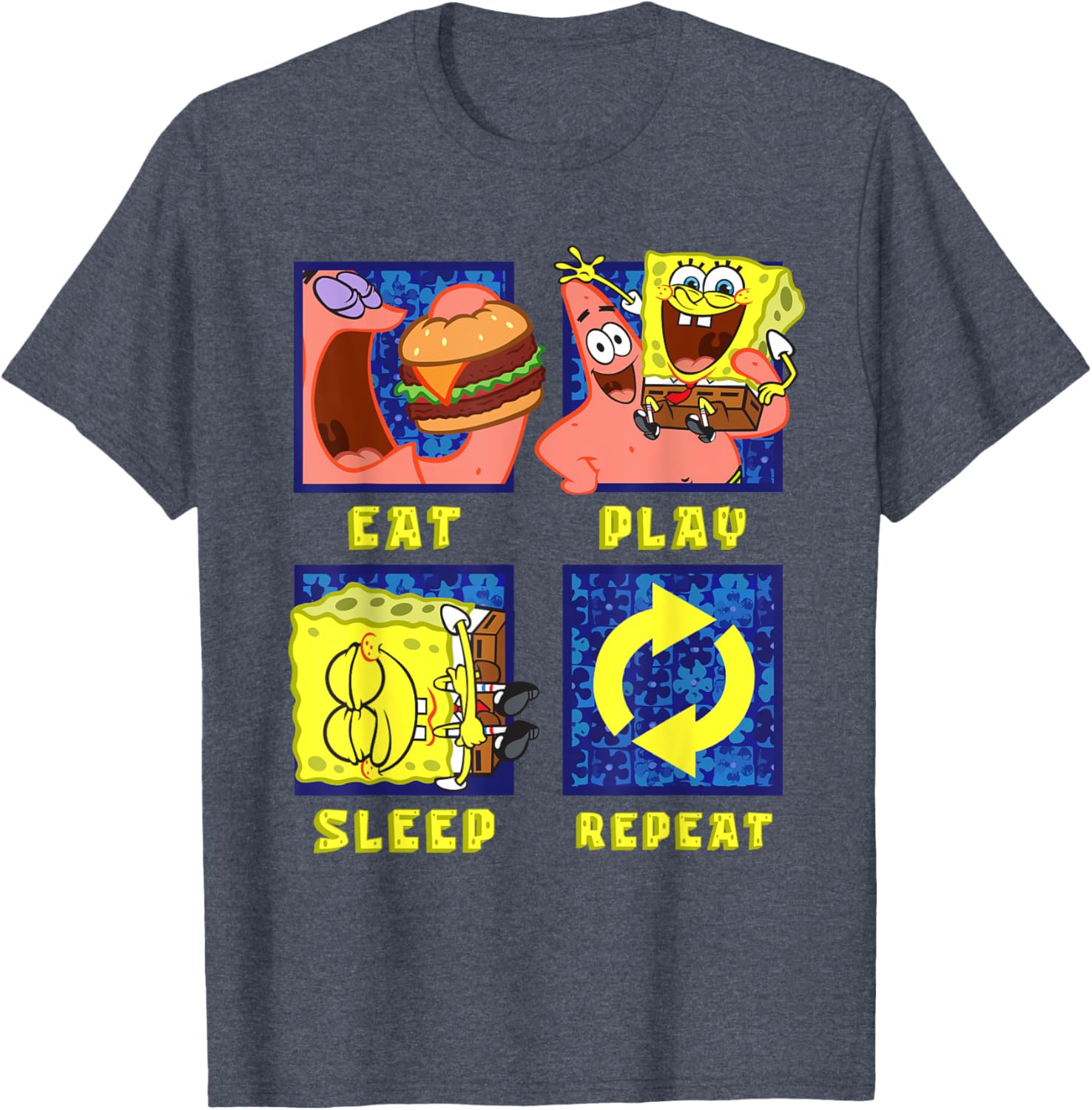 Mademark SpongeBob Eat Play Sleep Repeat Funny T-Shirt for Patrick Fans - 11
