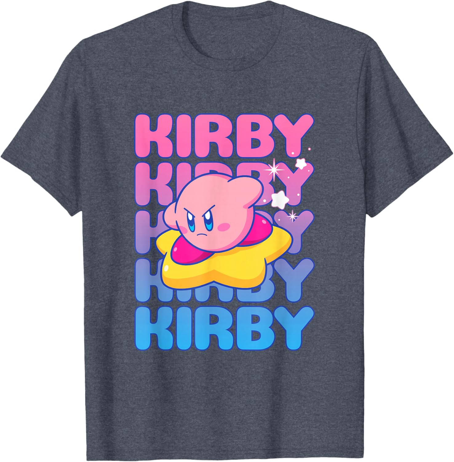 Kirby Nintendo Big Bubble Text Stack T-Shirt for Gamers and Fans - 12