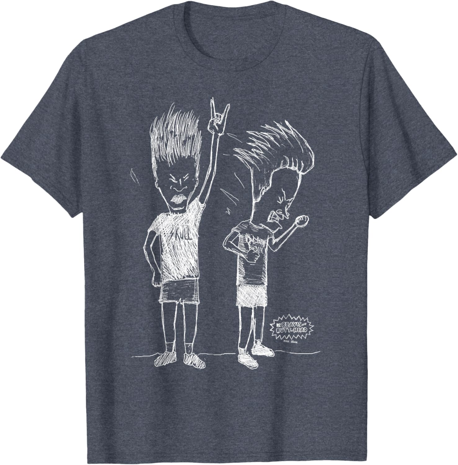 Beavis and Butt-Head Head Bang Sketch T-Shirt for Fun Casual Wear - 4