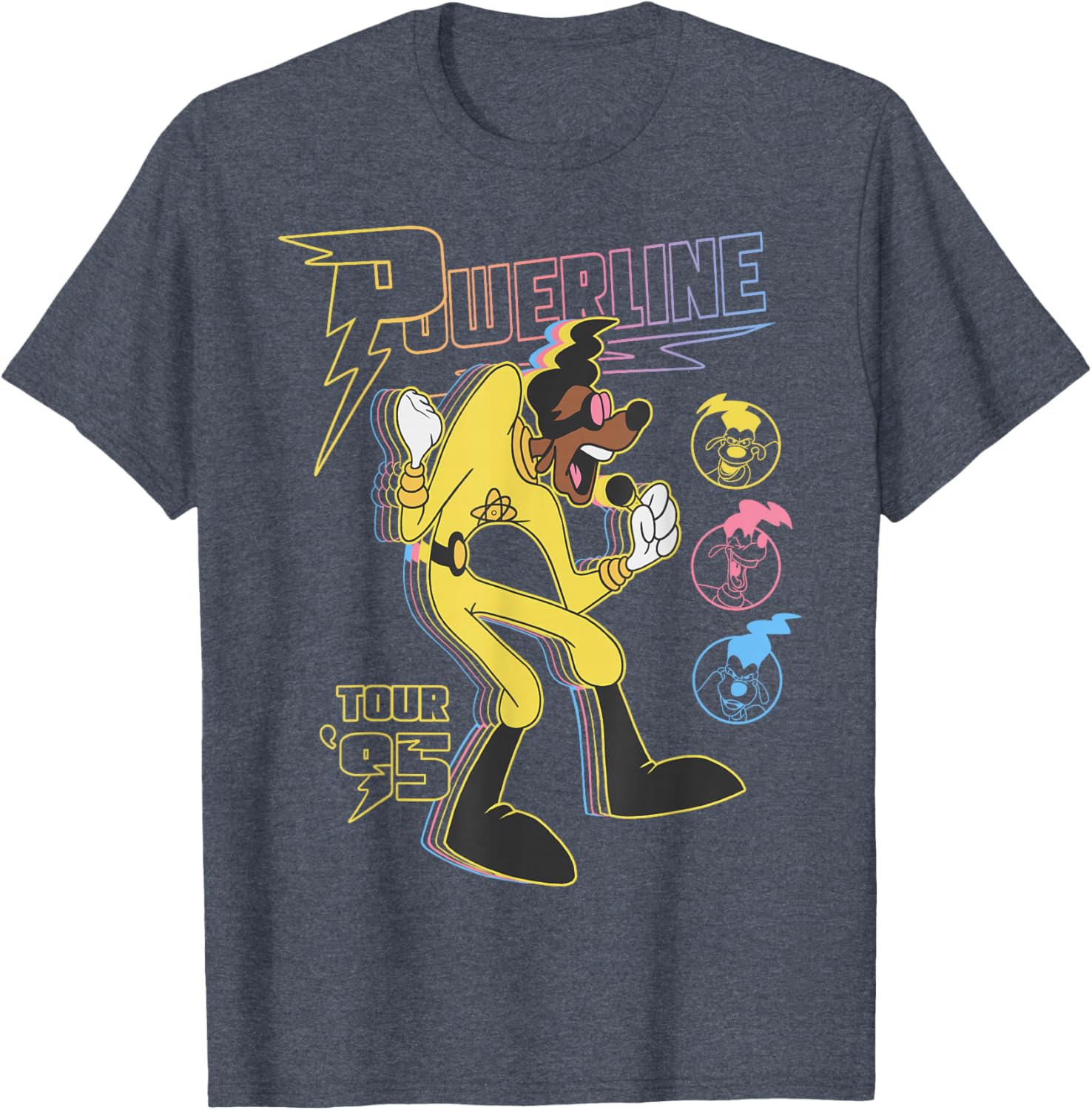 Retro Goofy Movie Powerline Tour 95 Neon Poster T-Shirt for Fans - 10