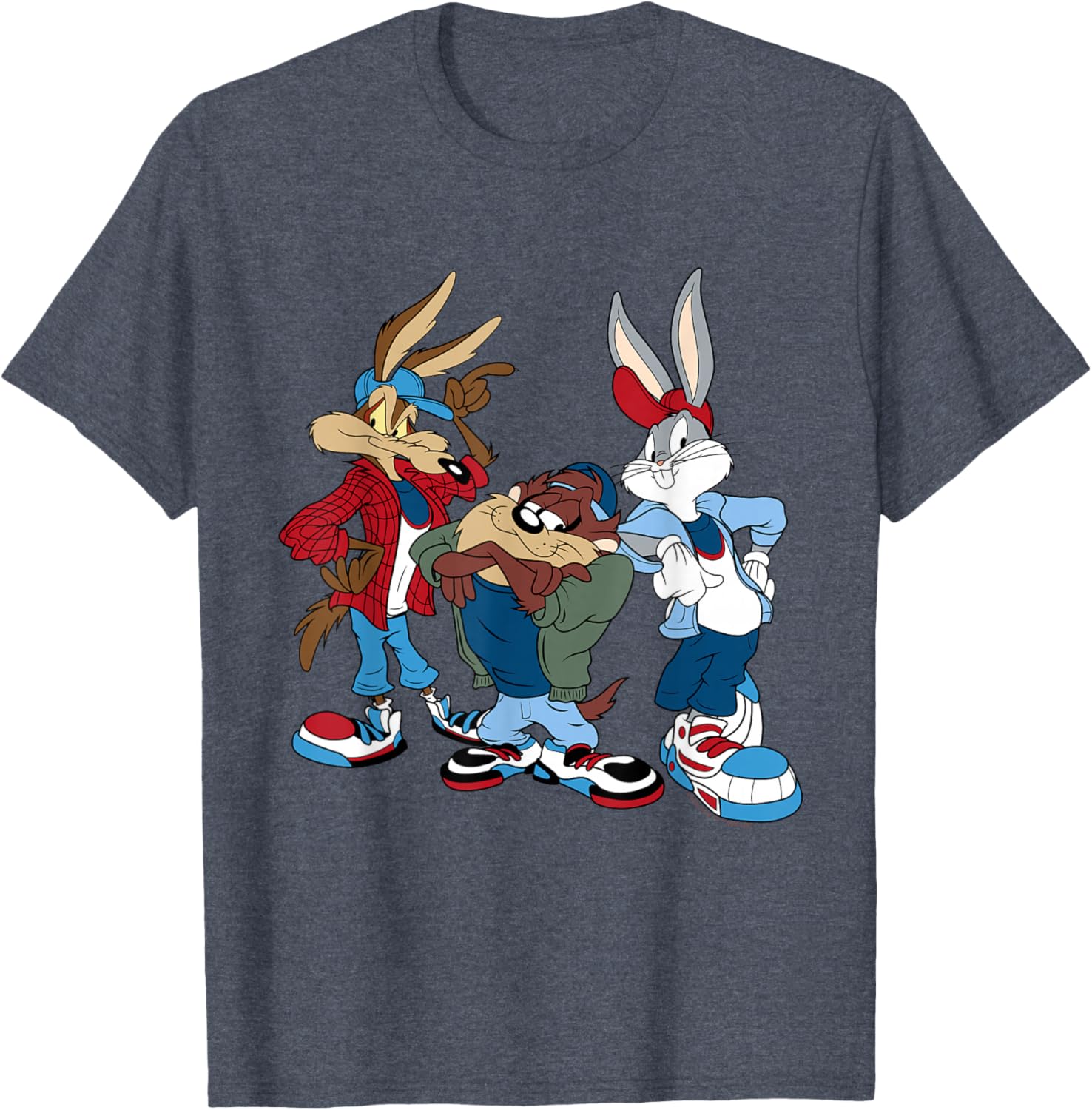 Looney Tunes T-Shirt featuring Wiley, Bugs, and Taz - Fun Cartoon Apparel - 1