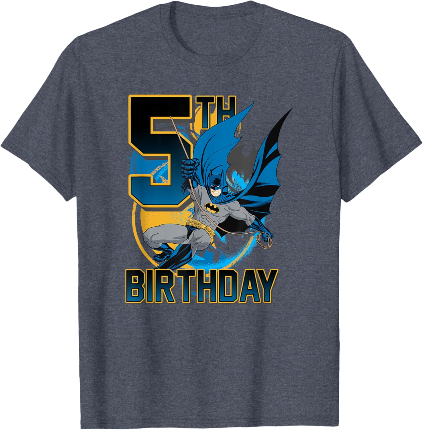 Batman 5th Birthday Bat Swing Action Poster T-Shirt for Kids - 2