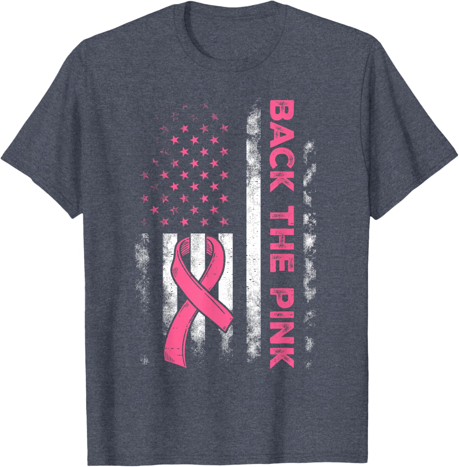 Back The Pink US Flag Breast Cancer Awareness T-Shirt for All Ages - 14