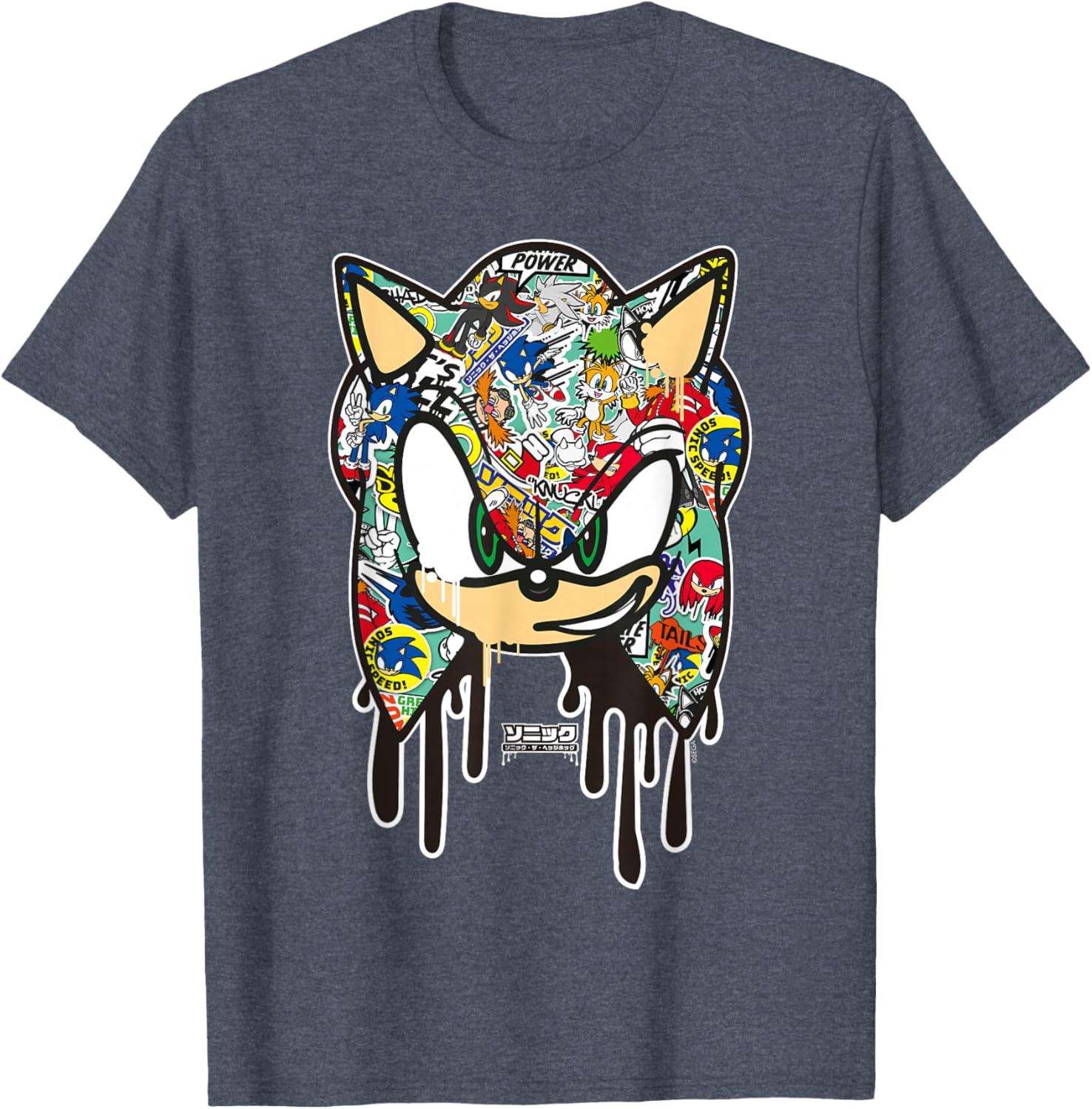 Sonic the Hedgehog Sticker T-Shirt for Fans of Cool Cartoon Style - 12