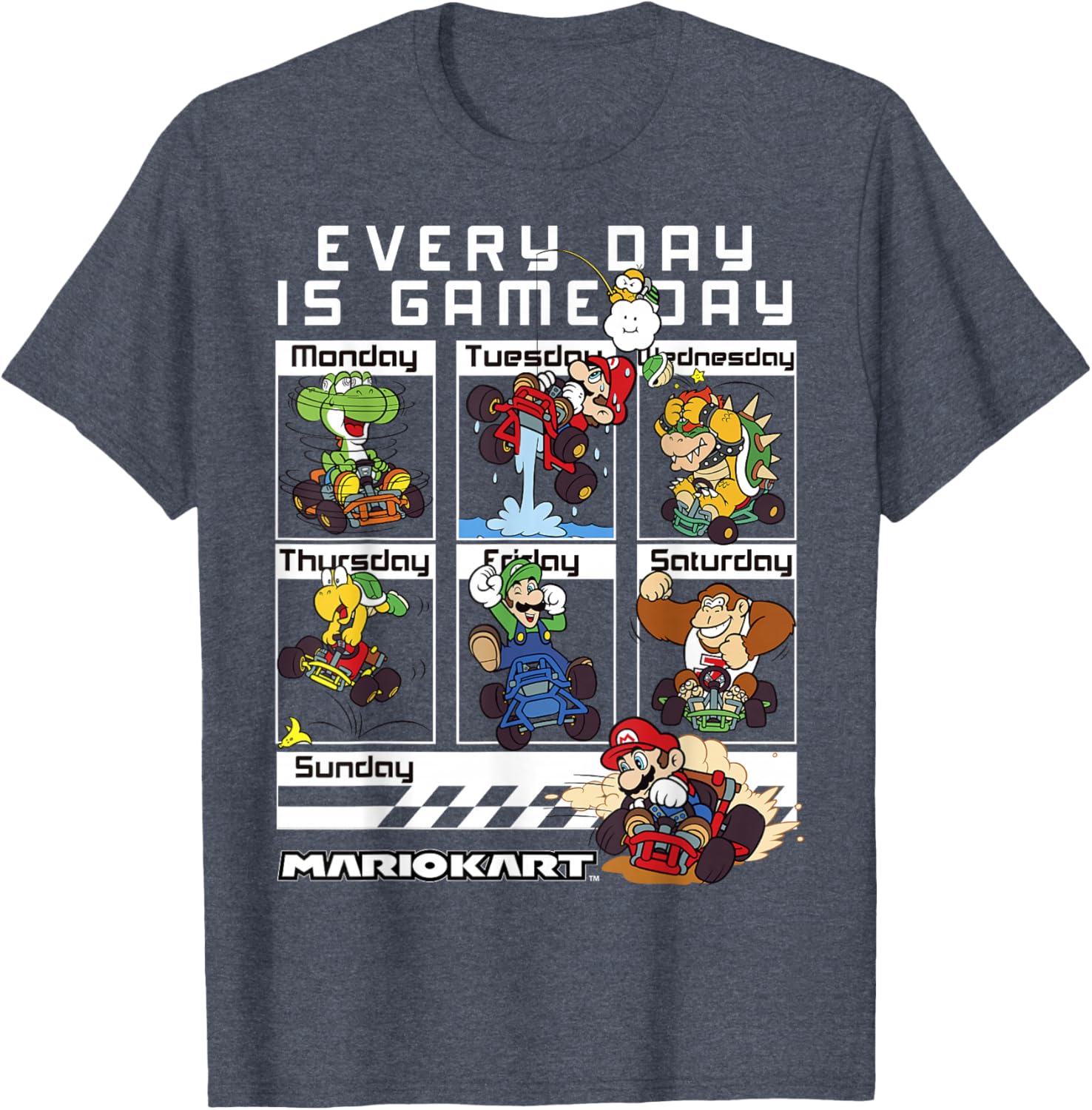 Mario Kart Everyday Is Game Day Graphic T-Shirt for Gamers and Fans - 1