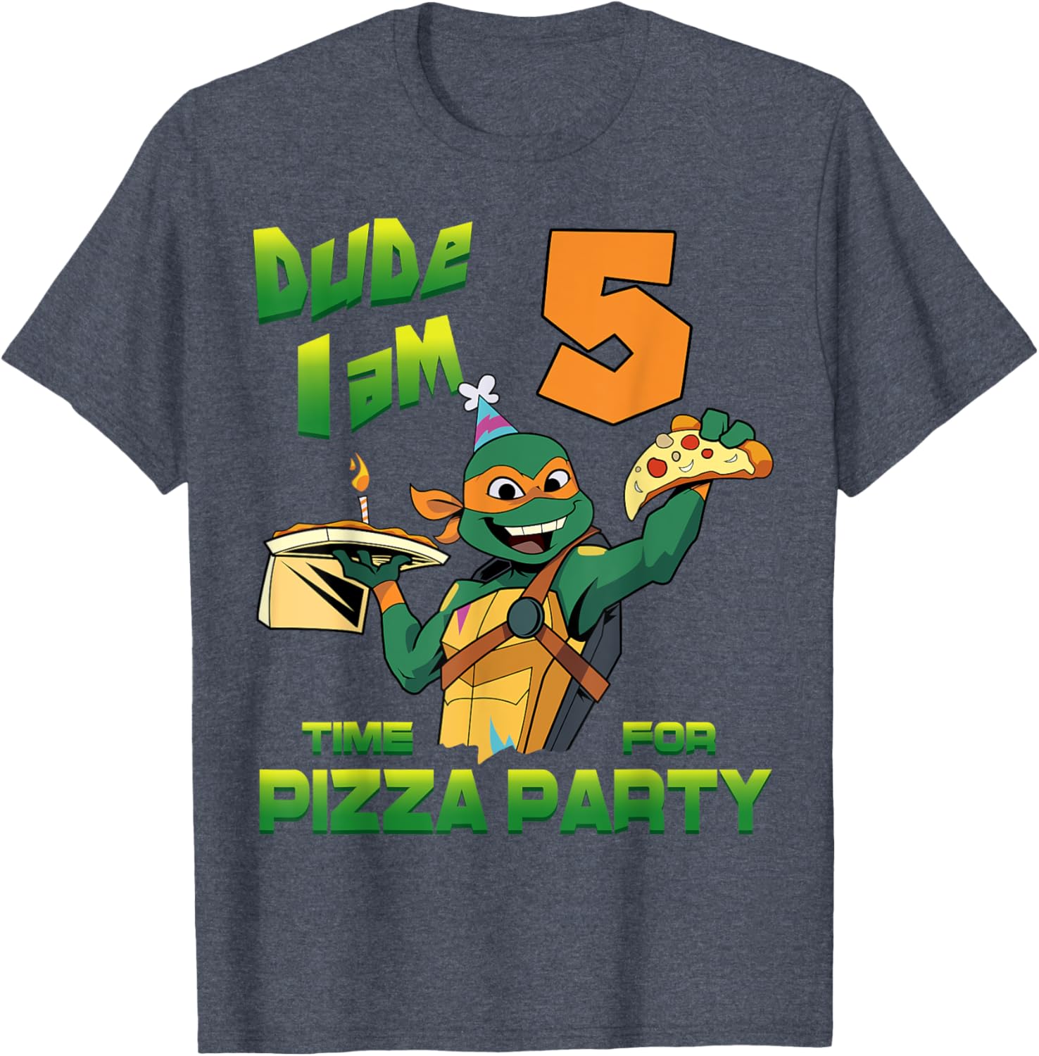 Mademark Teenage Mutant Ninja Turtles Mikey Pizza Birthday T-Shirt for Kids - 6