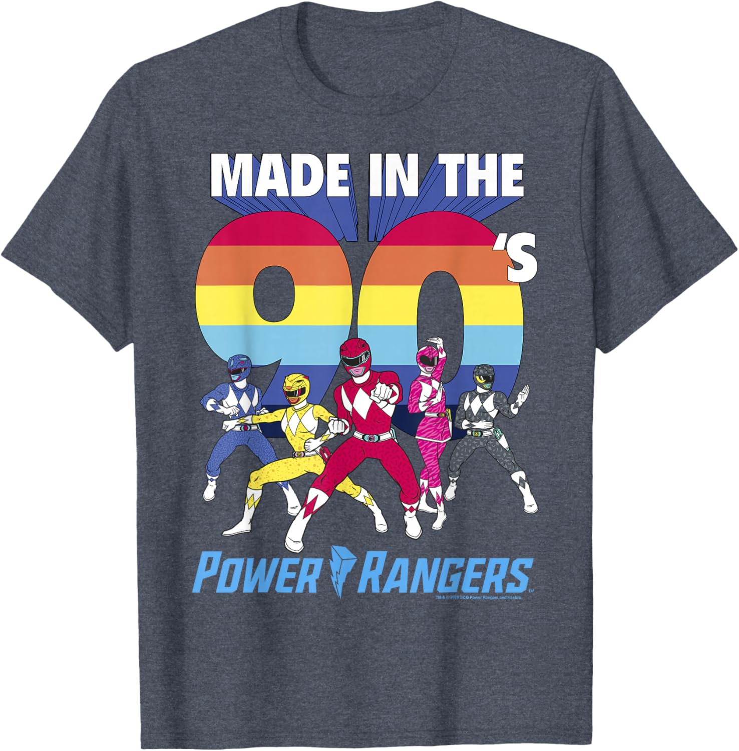 90's Power Rangers Retro Rainbow Stripe Logo T-Shirt for Fans - 6