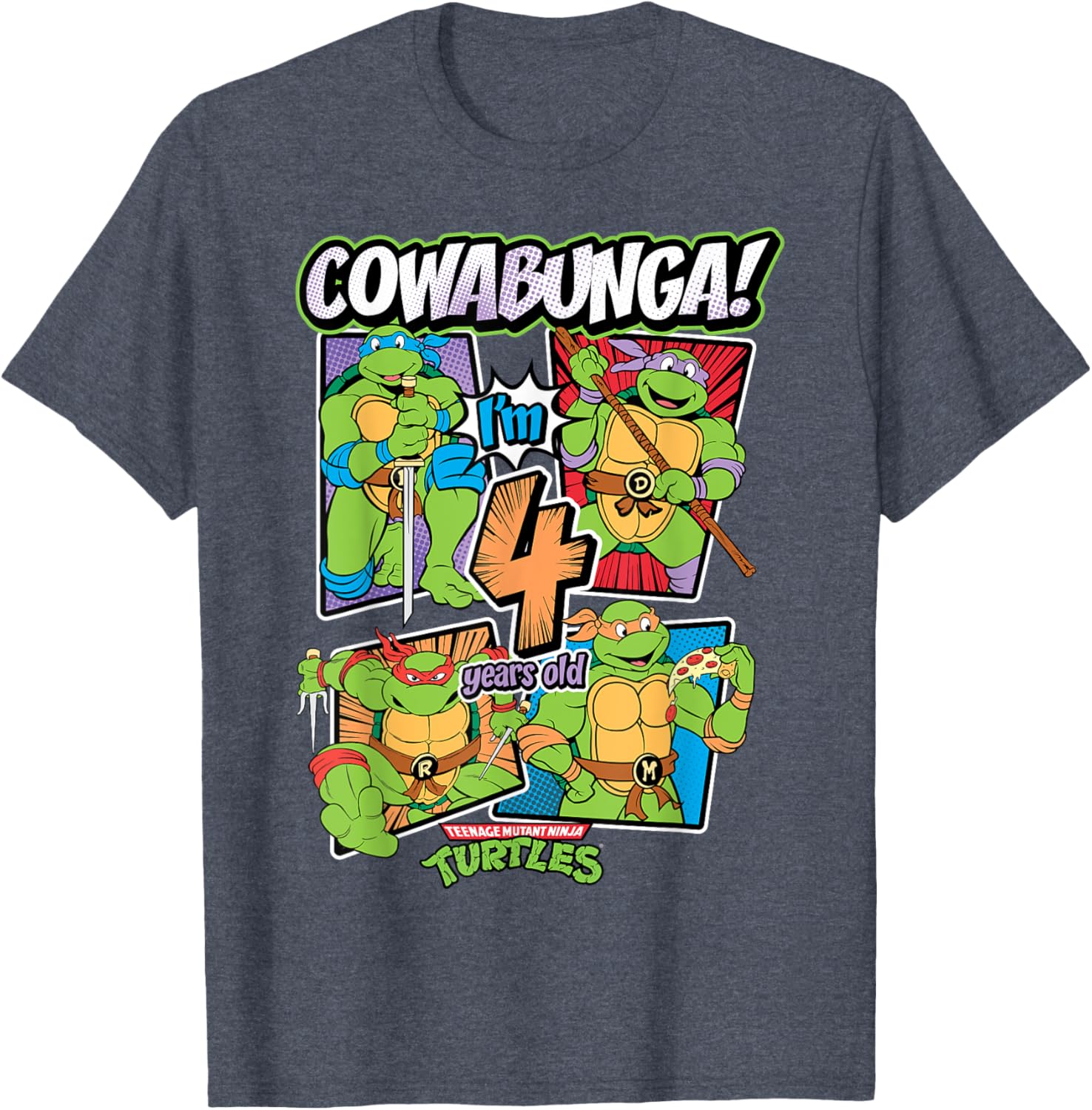 Cowabunga I'm 4 Years Old TMNT T-Shirt for Kids - Fun Ninja Turtles Apparel - 18
