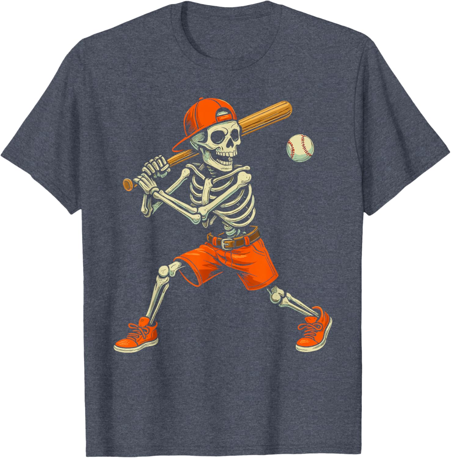 Funny Skeleton Baseball Halloween Costume T-Shirt for Kids and Men - 1