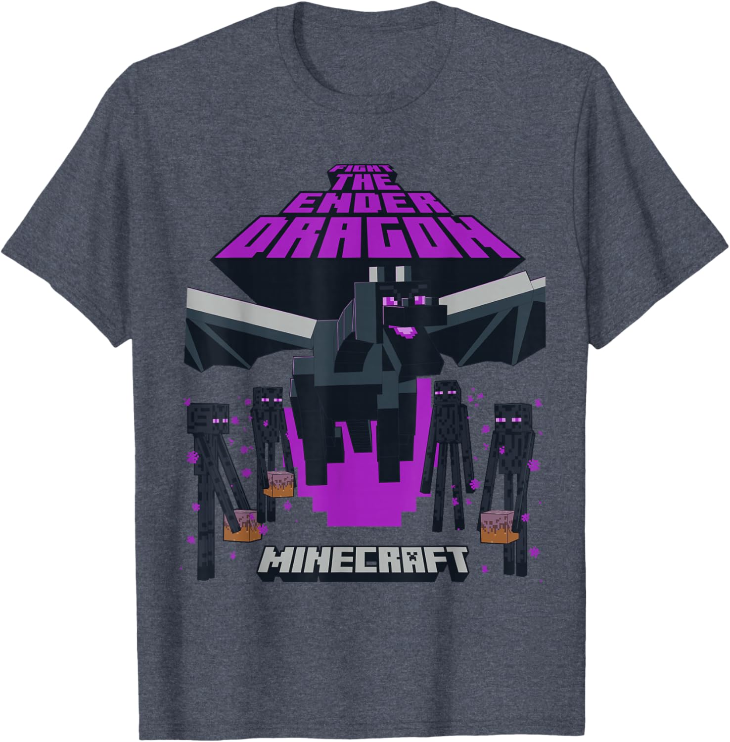 Minecraft Ender Dragon Fight T-Shirt with Endermen Design for Gamers - 3