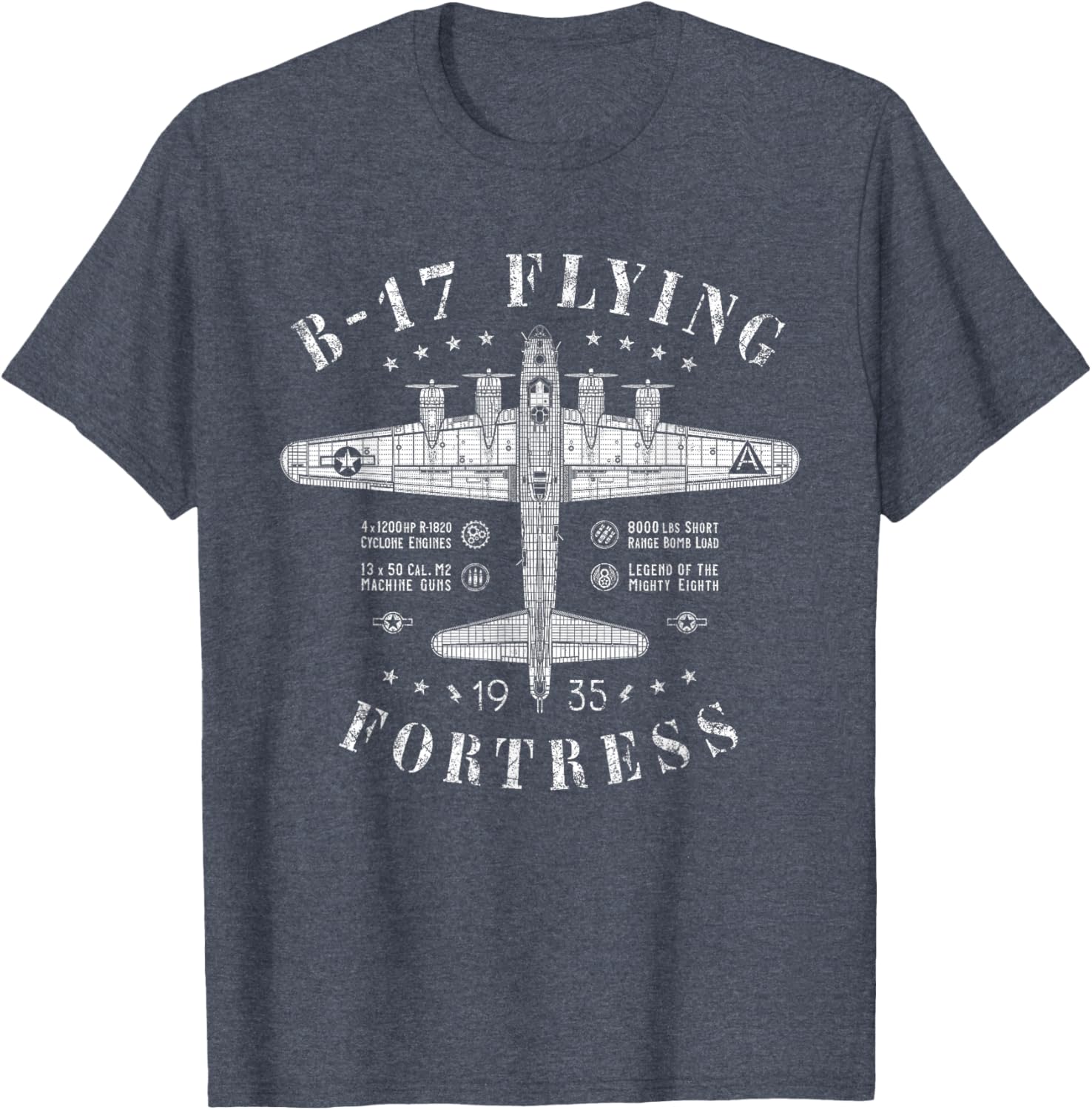 Vintage B-17 Flying Fortress Bomber T-Shirt for WWII Aircraft Enthusiasts - 4