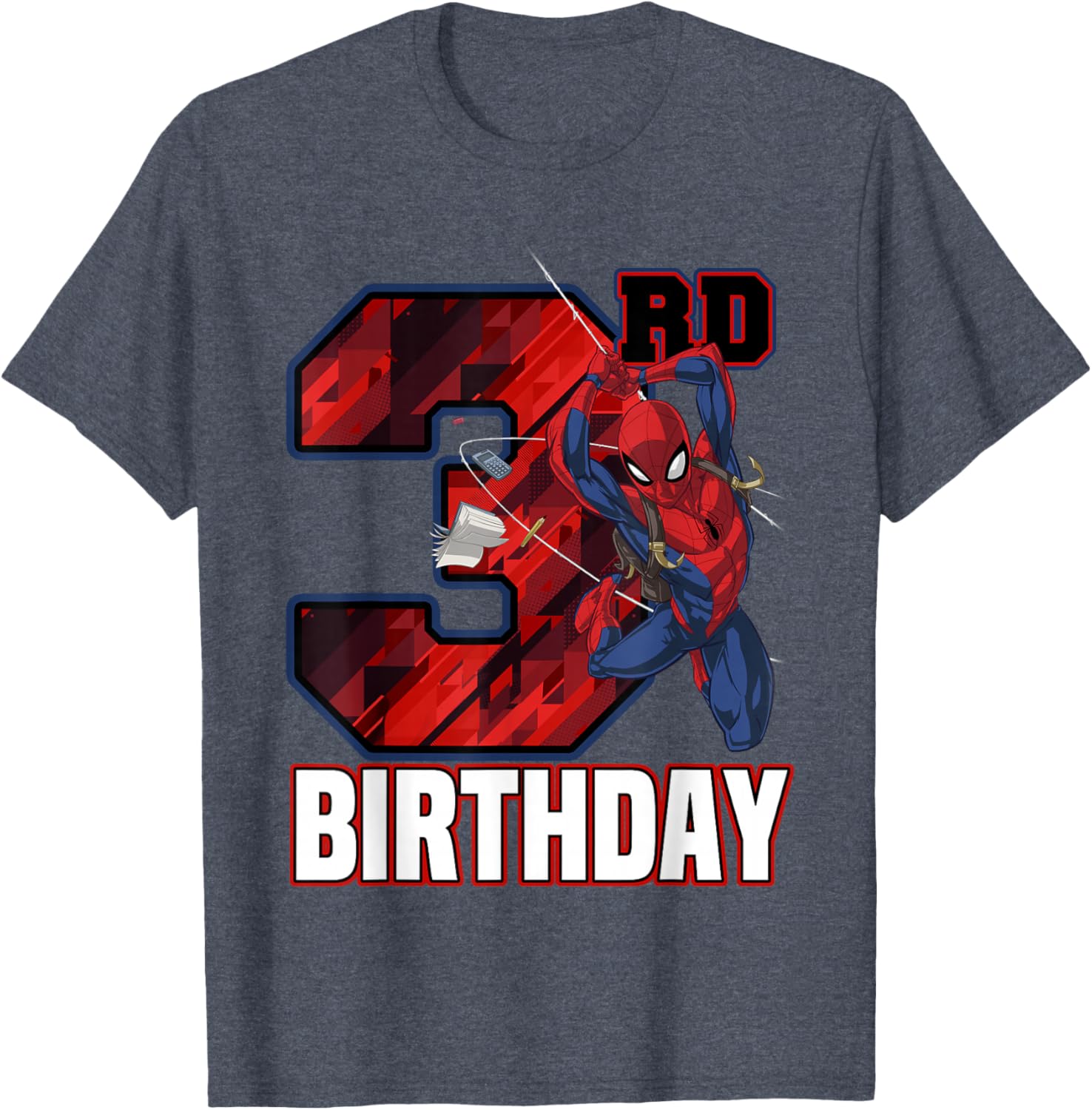 Spider-Man Web Swing 3rd Birthday T-Shirt for Kids Fun Party Wear - 2