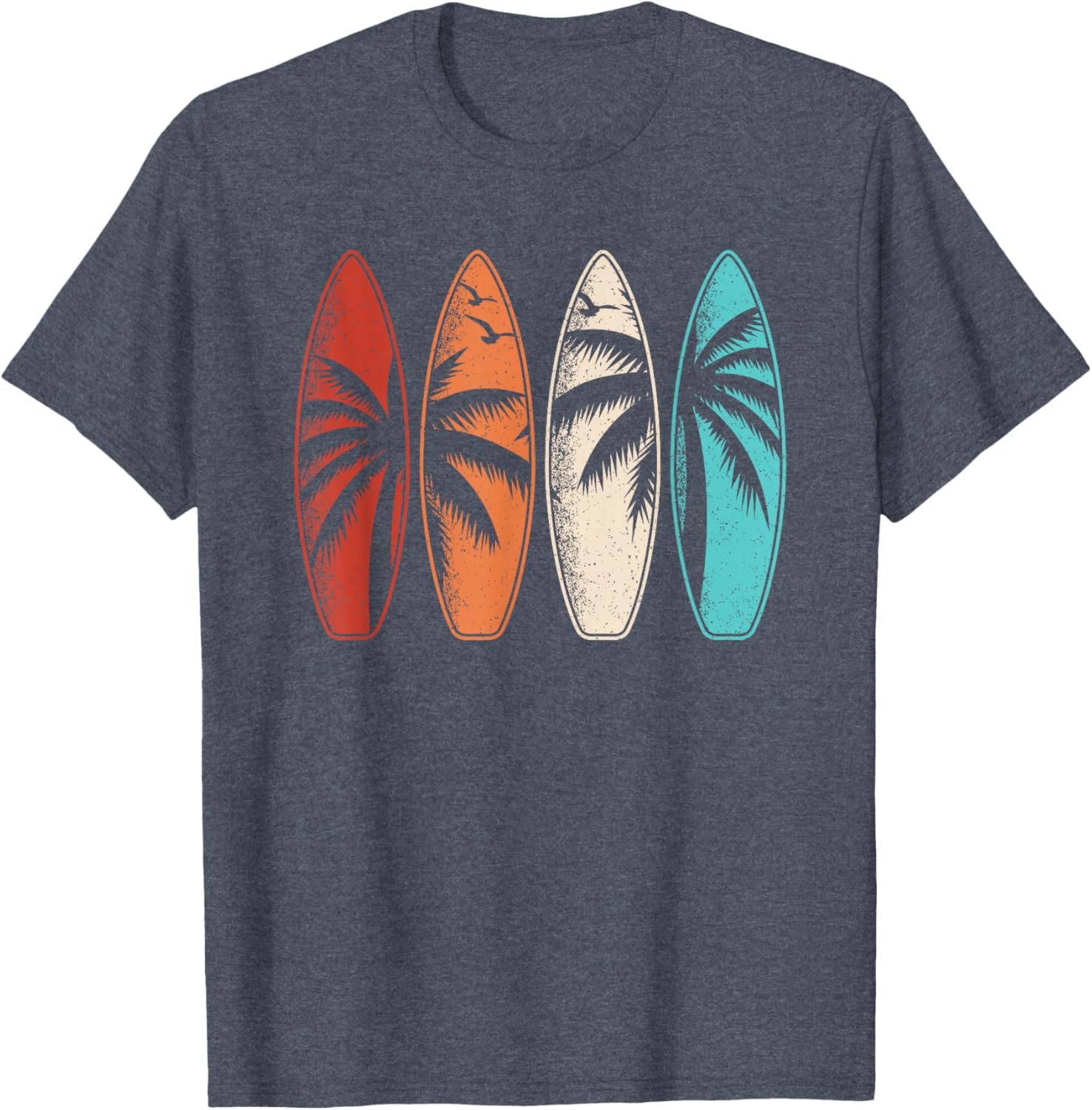 Tropical Hawaii Surfing Palm Tree Retro Surfboard T-Shirt Design - 9