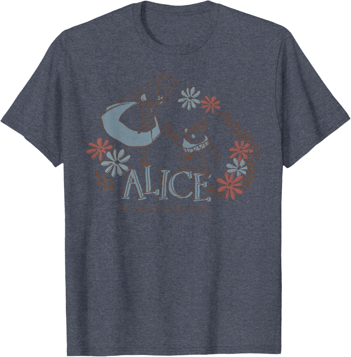 Disney Alice in Wonderland Floral T-Shirt with Alice and White Rabbit Design - 2