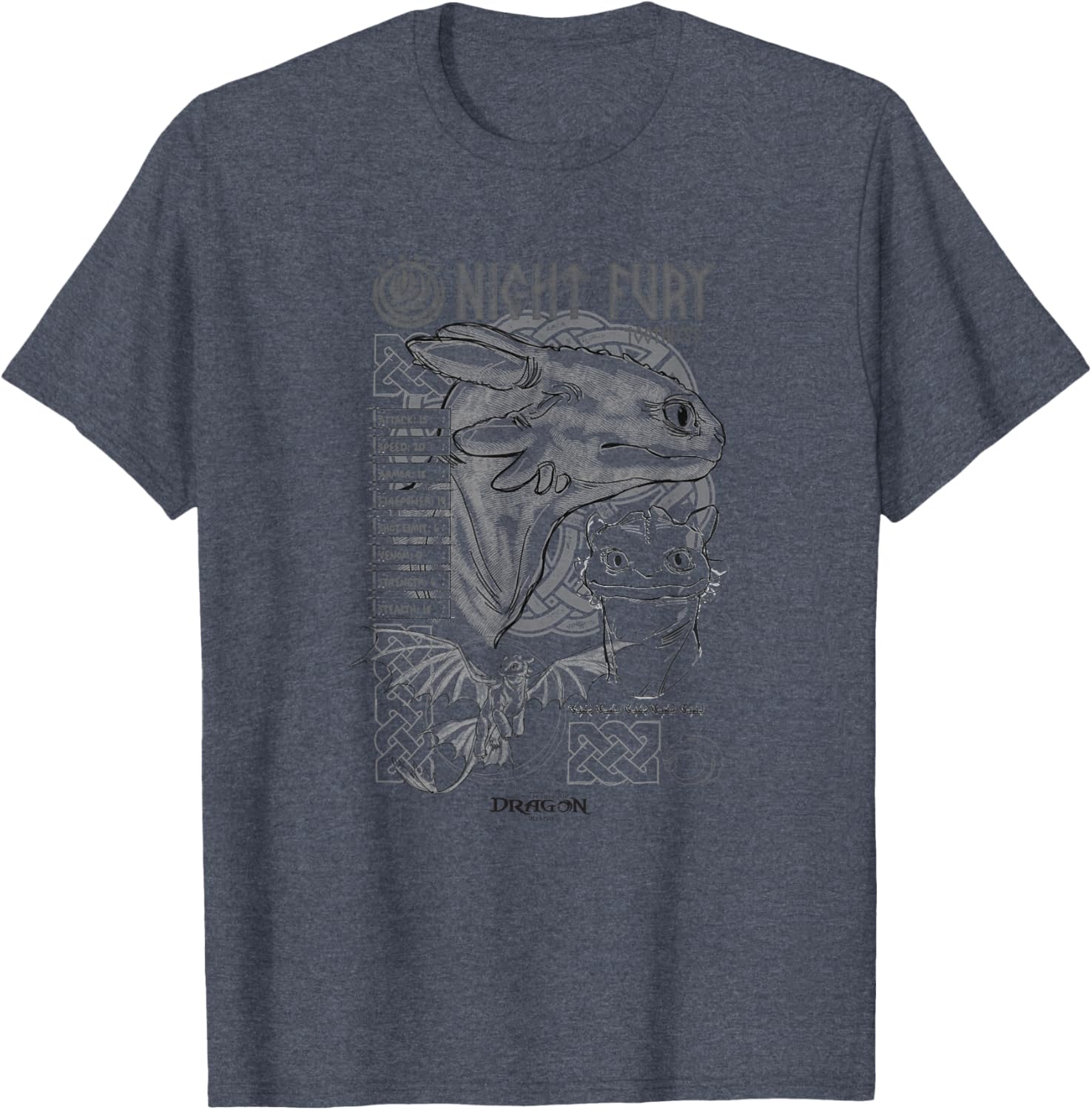 DreamWorks Dragons Toothless Night Fury Sketch T-Shirt for Fans - 25