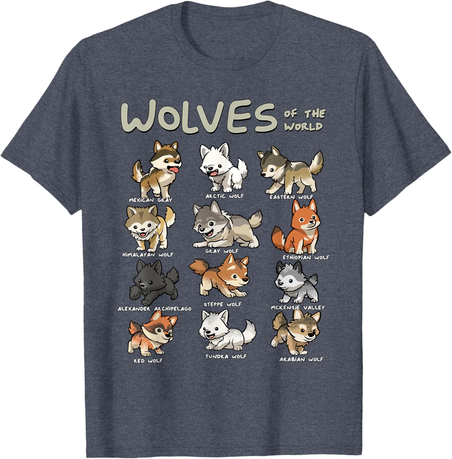 Charming Chibi Wolf T-Shirt for Animal Lovers - Cute Wolves Design - 13