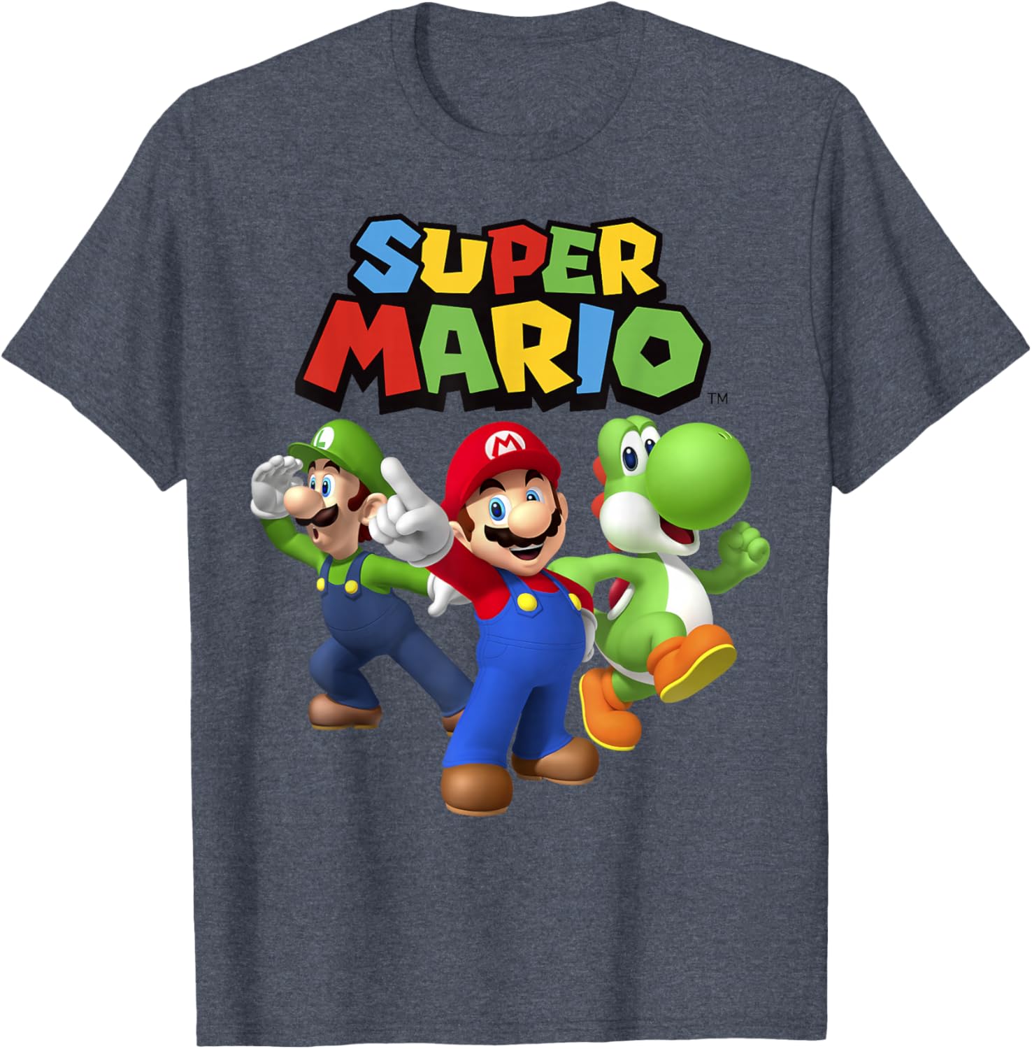 Super Mario Group Shot T-Shirt Featuring Luigi and Yoshi Fun Design - 8