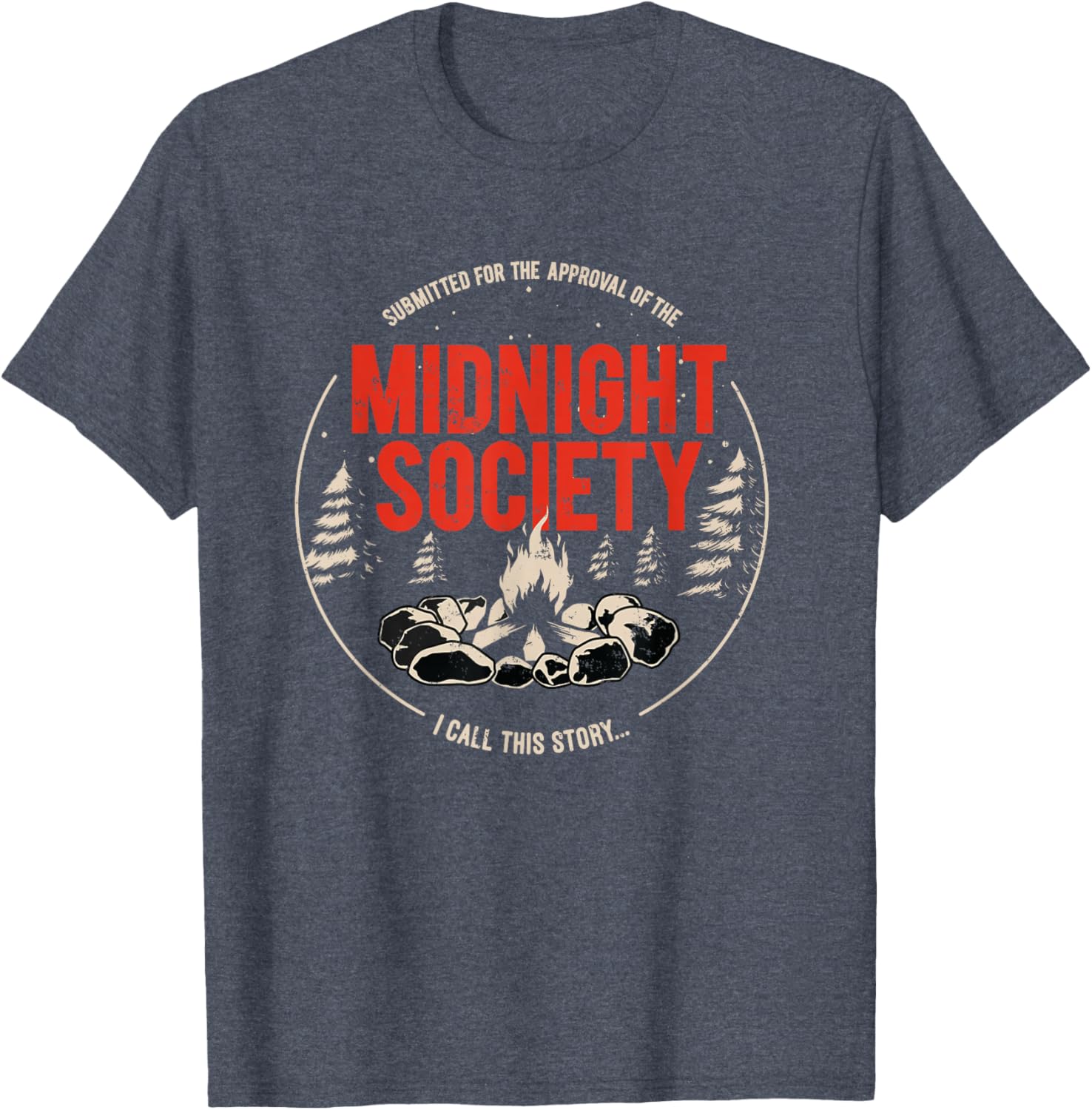 Midnight Society Red Text Campfire T-Shirt for Casual Outdoor Fun - 9
