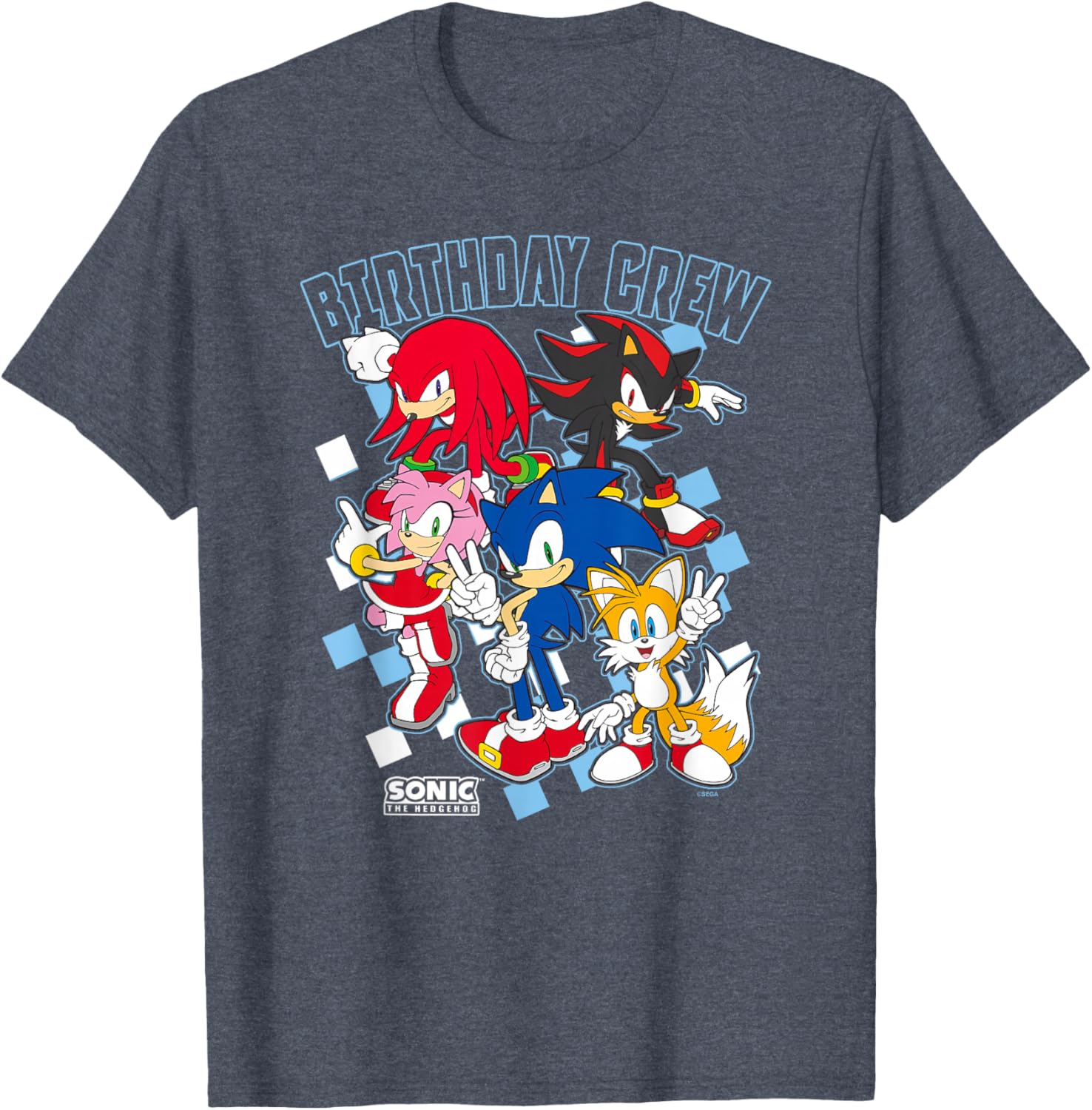 Sonic the Hedgehog Birthday Group Shot Big Logo T-Shirt for Fans - 4